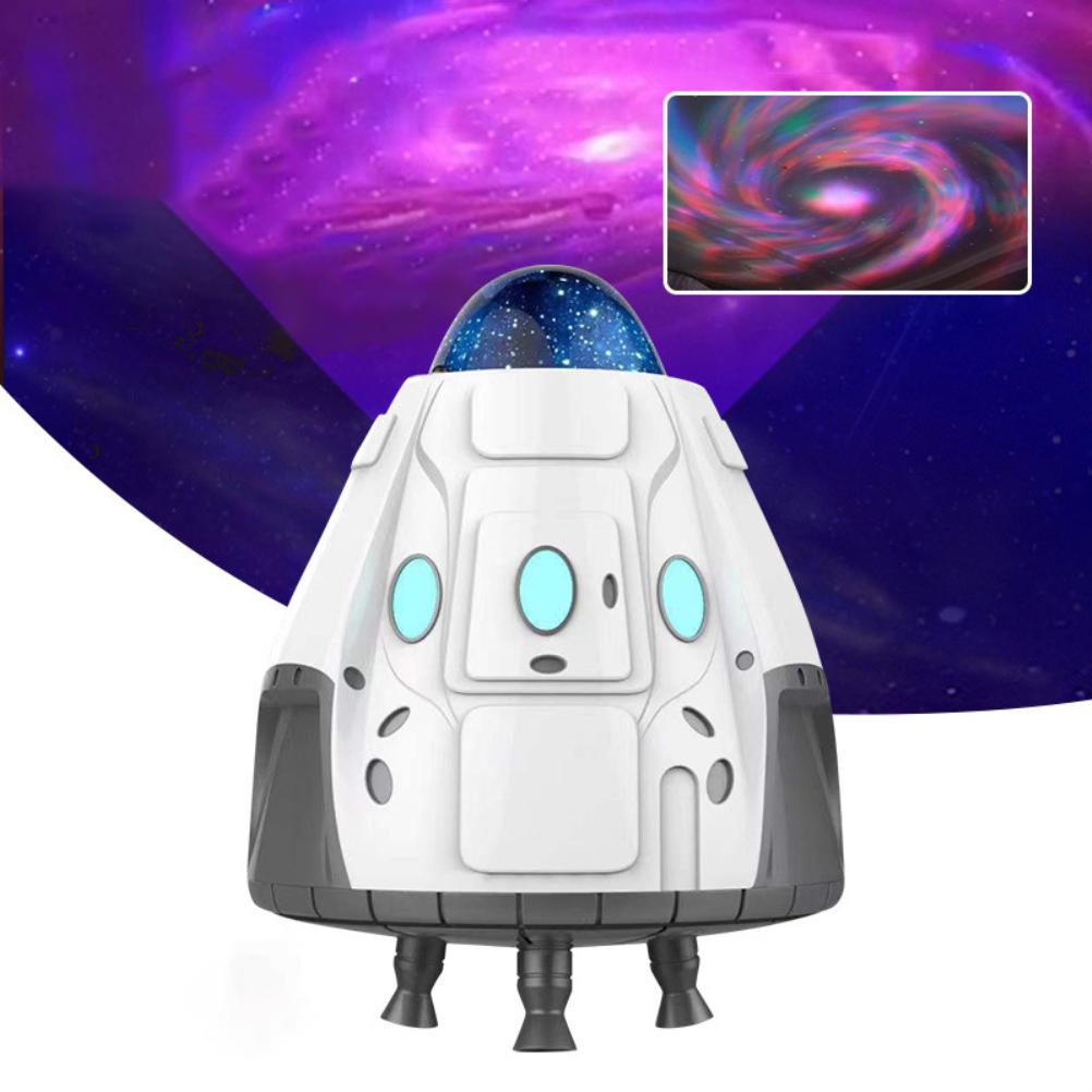 Sternenprojektor In Form Einer Raumkapsel, Nachtlicht Mit Weltraummotiv Und Fernbedienung, Dekorative Tischlampe
