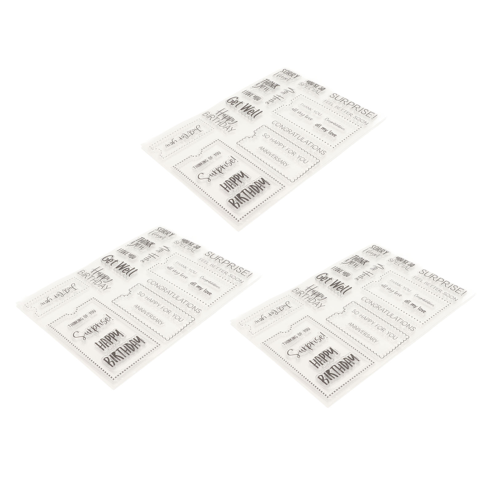 Set Mit 3 Transparenten Stempeln Für Scrapbooking Und Bastelarbeiten: Aus Strapazierfähigem Und Wiederverwendbarem Tpr-material, Transparentes Aussehen, Ideal Zum Prägen.