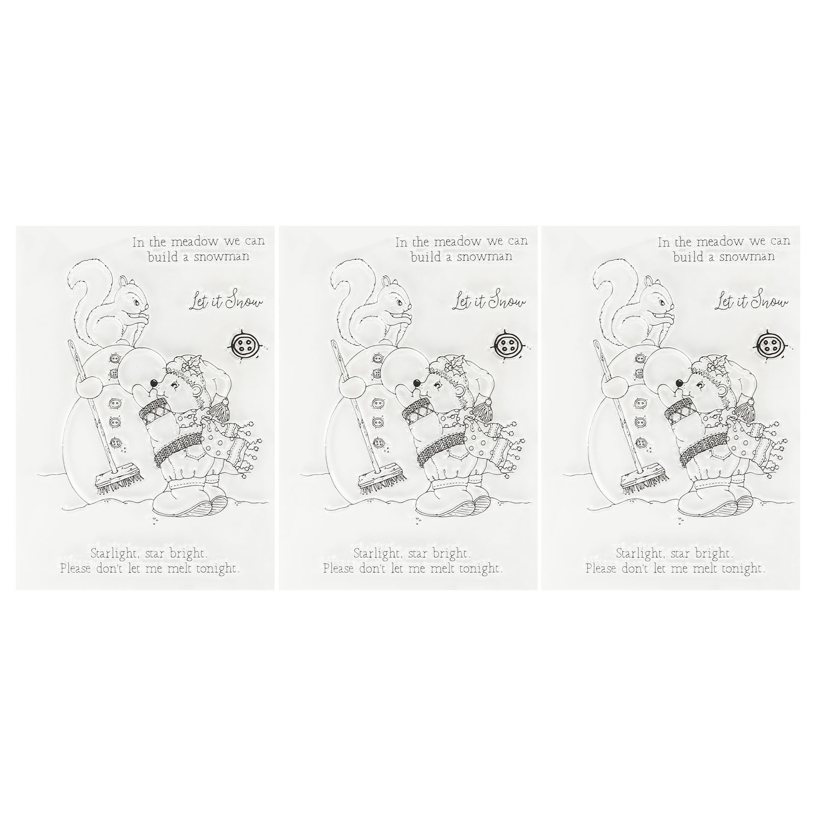 Set Mit 3 Transparenten Stempeln Mit Einzigartigem Schneemann-motiv, Recycelbar Und Zum Prägen Geeignet, Für Scrapbooking Und Kreative Bastelarbeiten.
