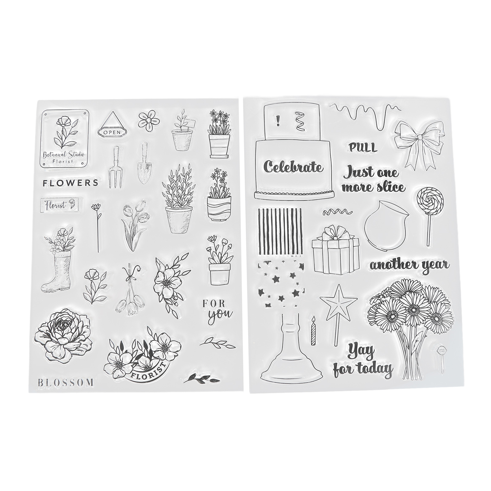 Set Aus 2 Einzigartigen, Edlen, Gesunden, Sicheren Und Recycelbaren Transparenten Stempeln, Praktisch Für Die Kartenherstellung Und Dekoration.