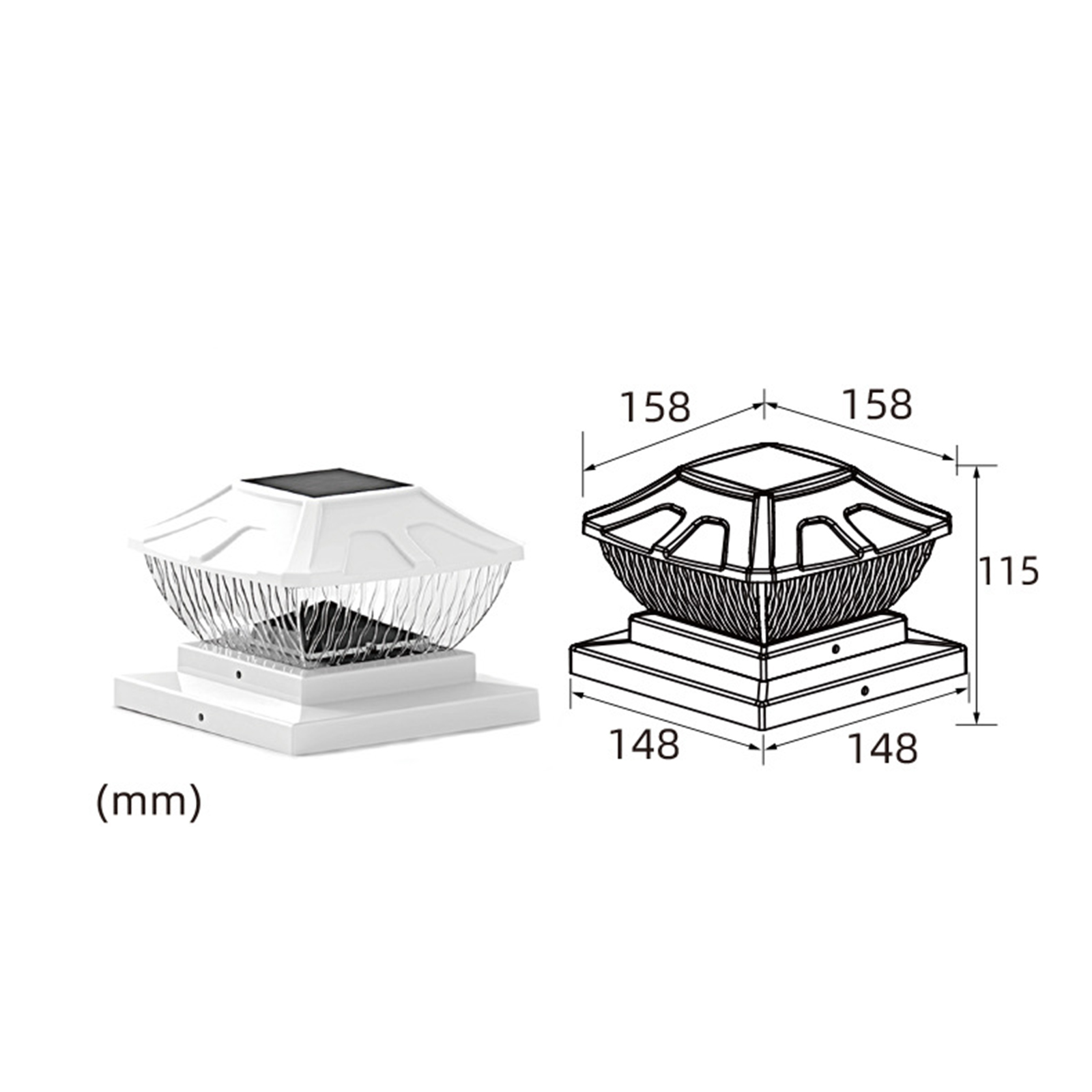 Wasserdichter Solarpoller Für Den Außenbereich, 15 X 15 Cm, 600 Mah Akku, Schutzart Ip65, Ideal Für Terrasse, Garten, Zaun Und Tor.