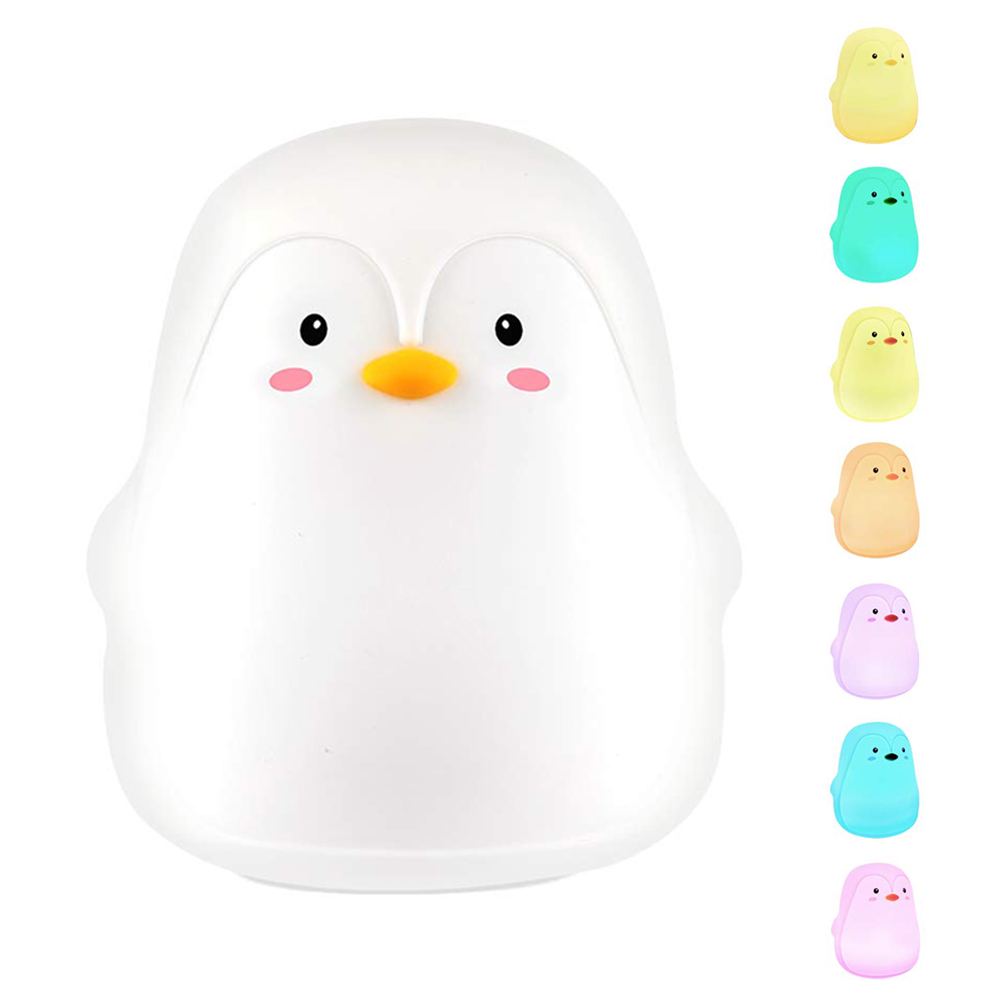 Weiches Silikon-pinguin-nachtlicht Für Kinder, 7 Led-farben, Touch-lampe, Geschenk Zur Babyparty