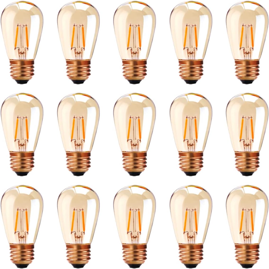 E27 S14 St45 Edison 1w Led-lampe, Warmweiß 2200k Glühlampe Für Lichterketten, Entspricht Einer 10w Glühbirne, Nicht Dimmbar, 15er-packung [energieklasse F]