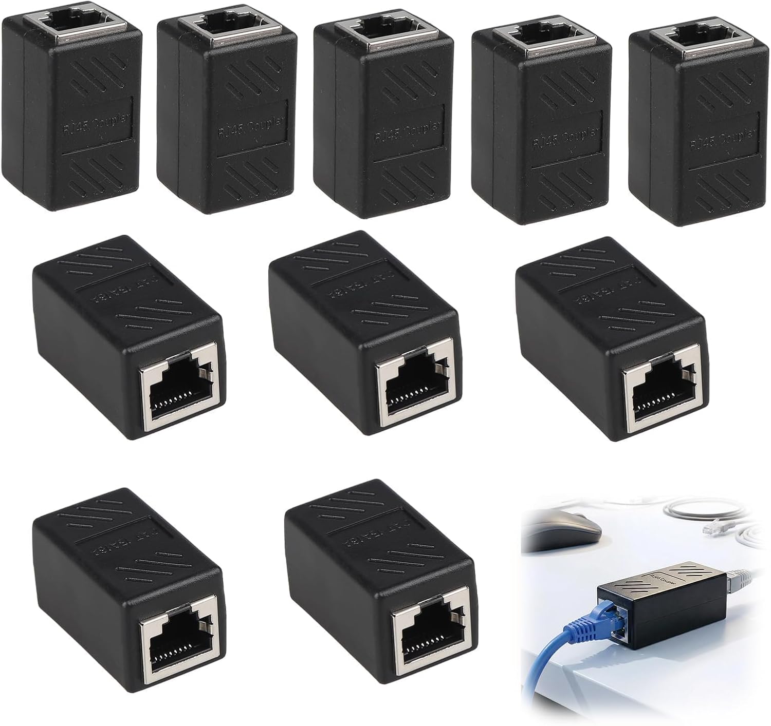 10 X Rj45 Cat7 Cat6 Cat5e Cat5 Ethernet-stecker, Gigabit-geschirmte Rj45 Cat7 Buchse-zu-buchse-kupplung, Lan-verlängerungsadapter, Ethernet-kupplung Für Heimnetzwerkkabel