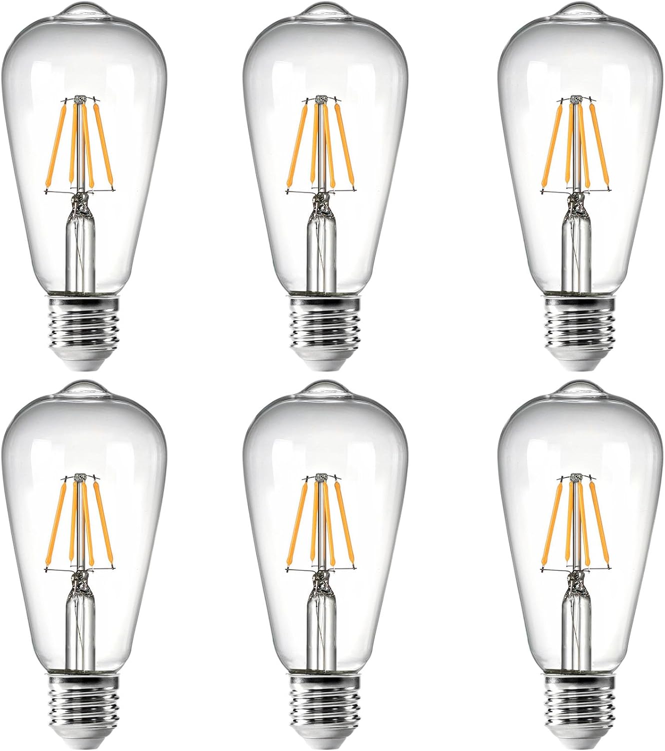 E27 St64 Edison Led-lampe, Ersetzt 35 W, Warmweiß 3000 K 400 Lm, Klarer Glühfaden, Dekorative Retro-lampe, 220 V Wechselstrom, Für Die Inneneinrichtung Von Restaurants, Nicht Dimmbar, 6 Stück [energie