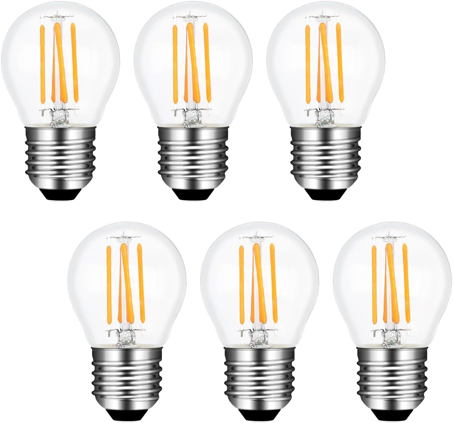 E27 Led-kugellampe, Warmweiß 2700k, 400 Lumen, 220v Wechselstrom, G45 Led 4w, Entspricht Einer E27 40w Glühlampe, E27 Led-kugellampe Für Dekorative Beleuchtung, Nicht Dimmbar, 6er-pack [energieklasse