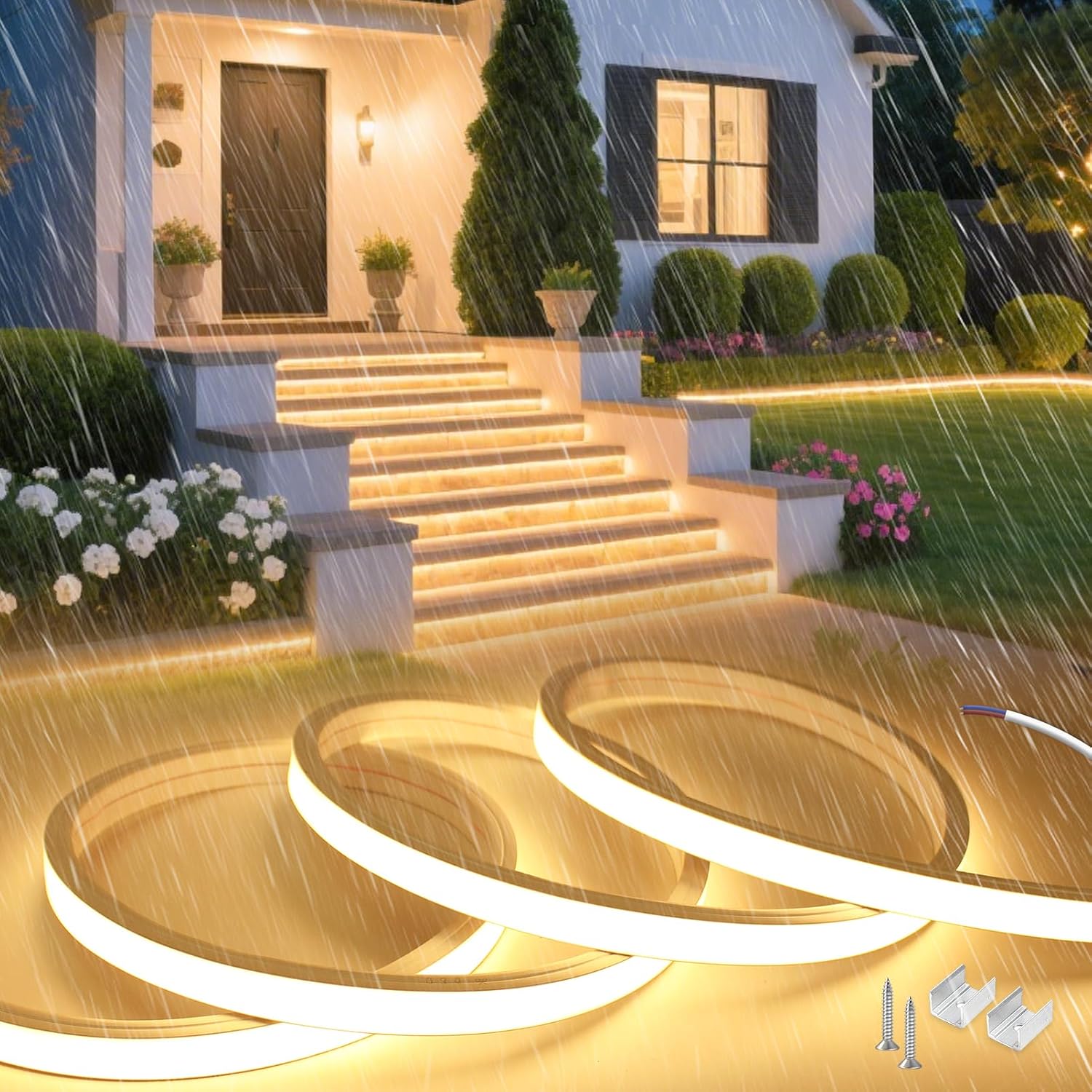 10 M Lange Led-neonleuchte Für Den Außenbereich, 220 V, Kein Transformator Erforderlich, Wasserdicht, Feuerfest (ip65), Flexible, Kabellose Led-leuchte, Warmweiß (3000 K), Zuschneidbar Für Küche Und S