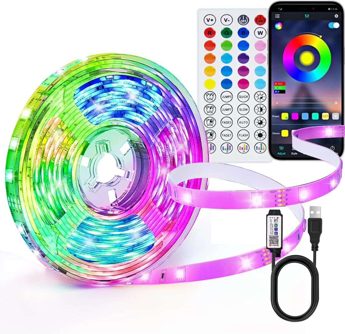 10 M Led-streifen, Mehrfarbiger Rgb-led-streifen Mit Fernbedienung Und App, Musiksynchronisation, Timer-modus, Für Schlafzimmer, Spielzimmer, Party, Festival [energieklasse F]
