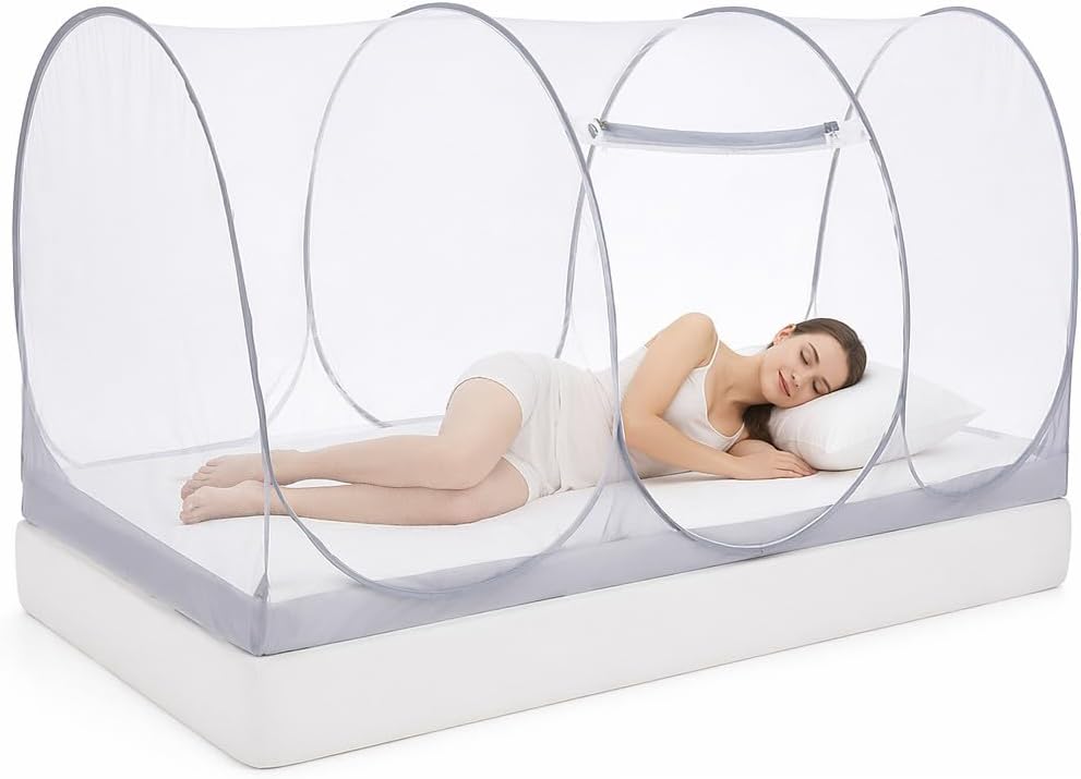 Liemuao Pop-up Moskitonetz Für Einzelbetten, 190 X 100 X 90 Cm, Faltbares Reise-moskitonetz Mit Reißverschluss, Tragbares Moskitozelt Für Camping, Insektenschutz, Schneller Und Einfacher Aufbau