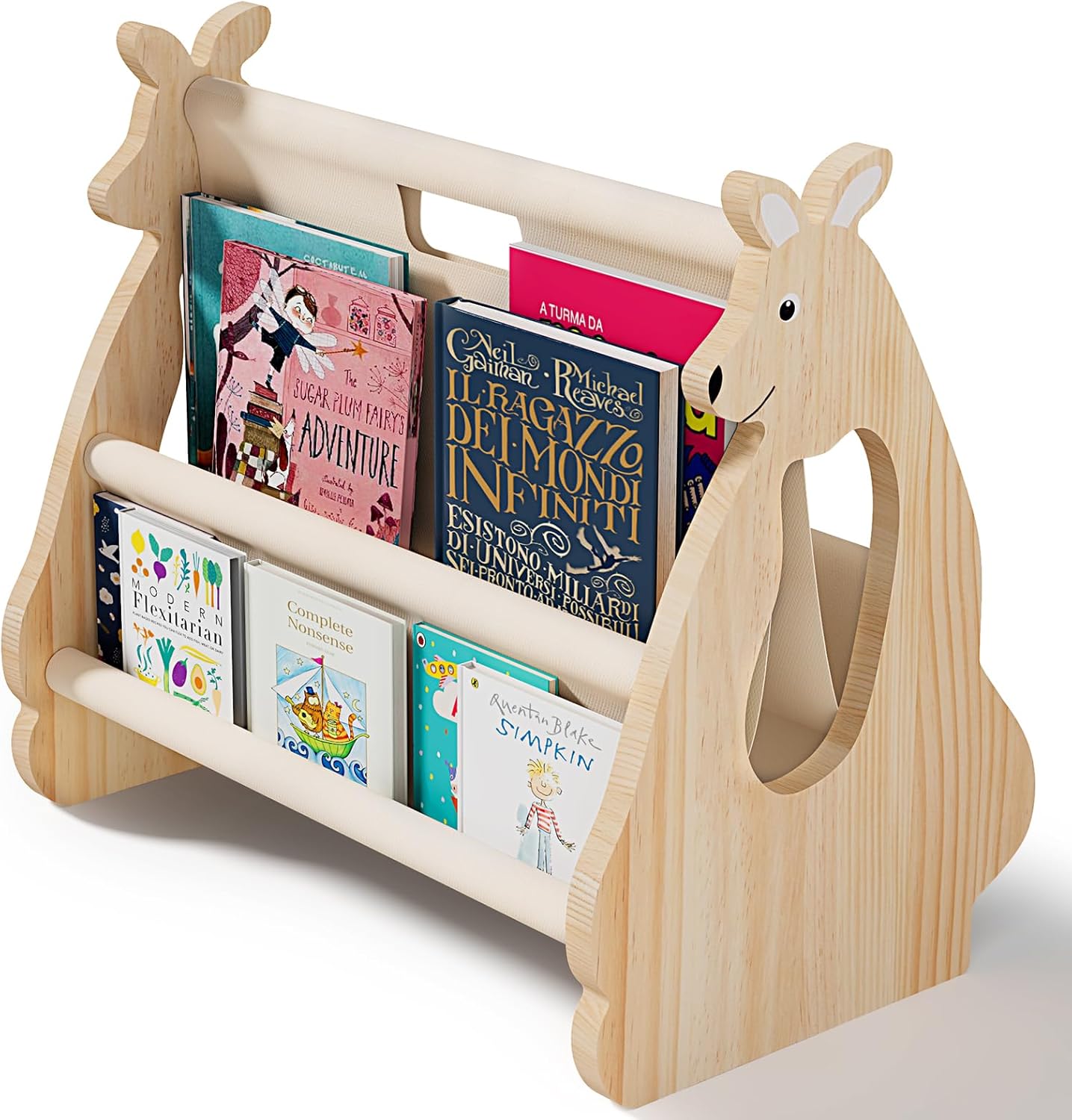 Kinderbücherregal Aus Holz – Montessori-babybücherregal Fürs Kinderzimmer, Känguru-design, Aufbewahrung Für Kinderbücher, Kinderzimmermöbel, Tragbares Bücherregal, Kinderbücherregal