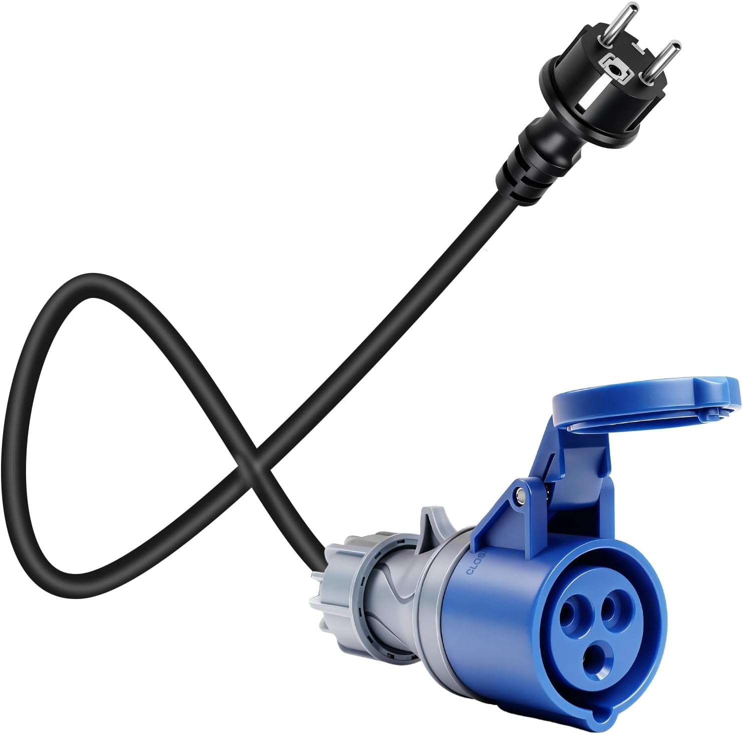 Cee-steckeradapterkabel 16 A, 250 V, 50 Cm Camping-steckeradapter Für Wohnwagen Ip44 Mit Schutzkappe, Schuko-stecker Campingzubehör