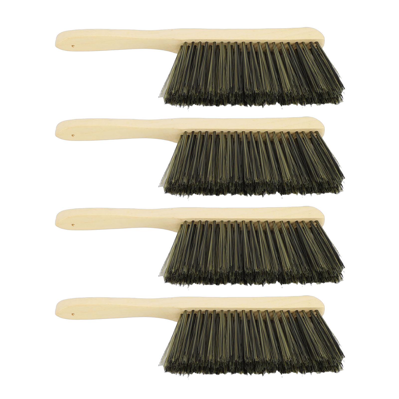 Set Aus 4 Weichen Reinigungsbürsten Mit Holzgriff Und 4 Borstenreihen, Ideal Für Gartenmöbel, Auto, Kamin, Bänke Und Kleidung.