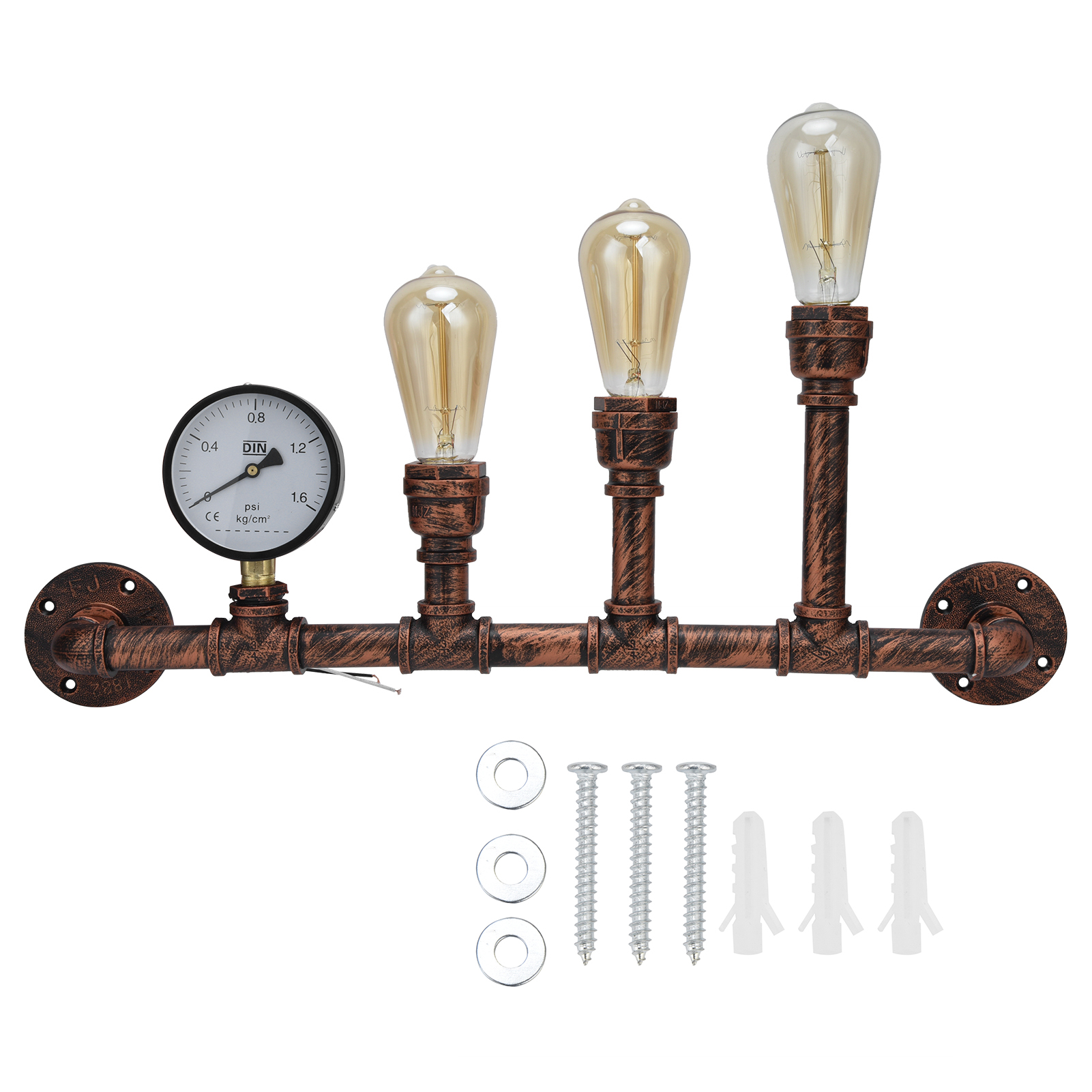 Dreiflammige Wandleuchte Aus Schmiedeeisen Im Retro-steampunk-stil Mit E27-fassung, Ideal Für Restaurantflure Und Andere Räume. 220 V