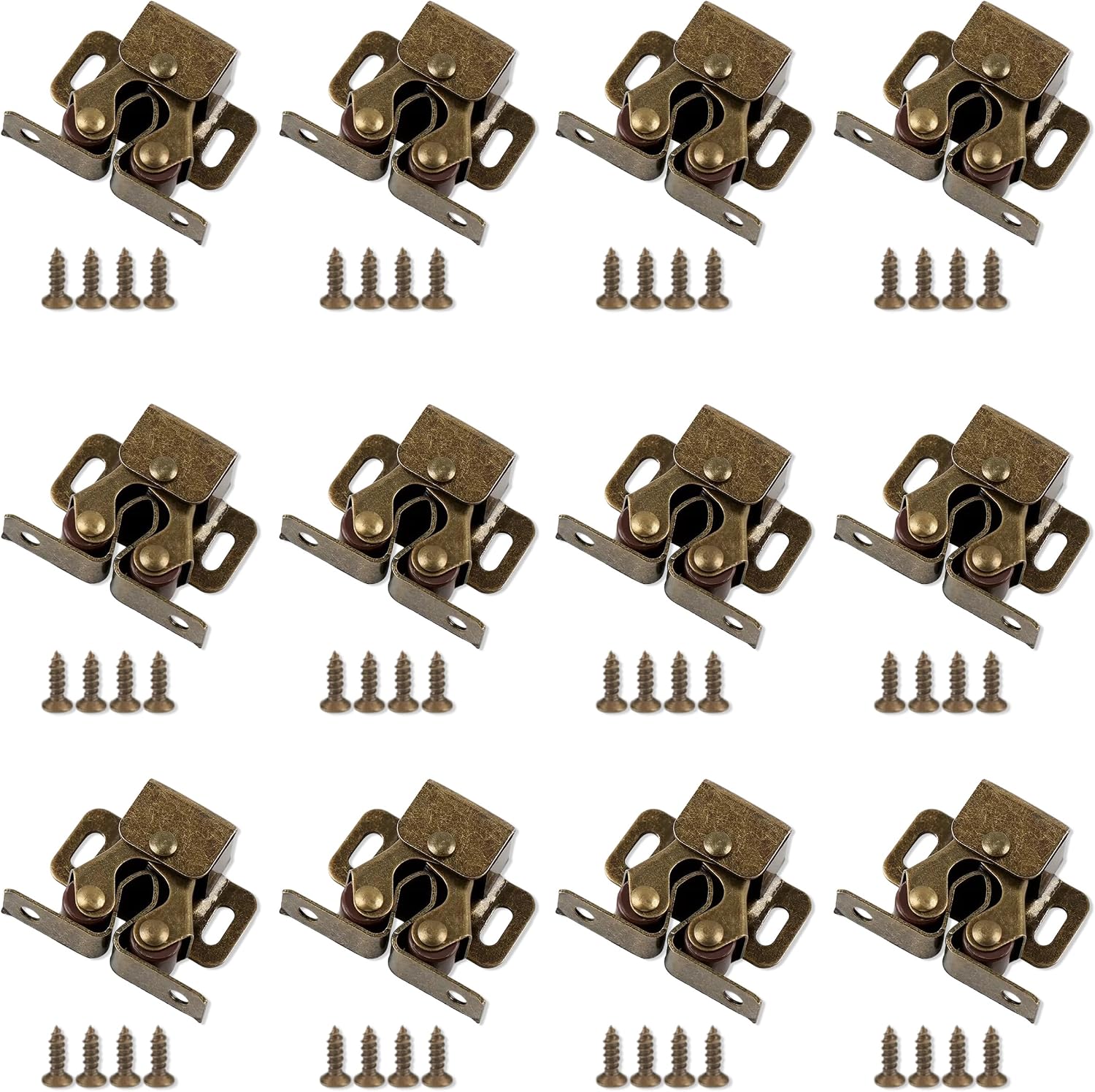 12-teiliges Set Schrankriegel, Bronzefarbene Doppelrollenriegel Mit Schrauben, Schranktürriegel Für Küche, Kleiderschrank, Kommode