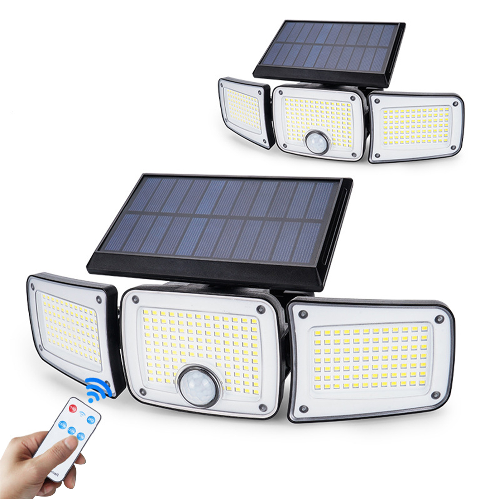 Dreiflammige Led-solarwandleuchte Mit Bewegungsmelder, Außenbeleuchtung, Ty10305 Solar-gartenleuchte, Drehbare Dreiflammige Solarwandleuchte, 280 Leds, Mit Fernbedienung