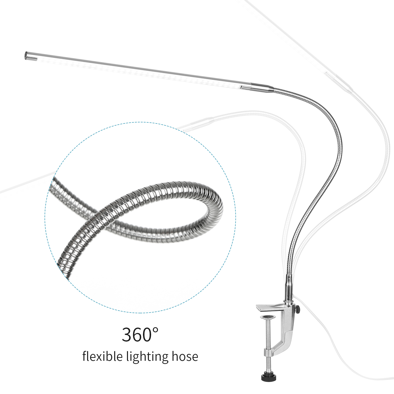 Usb-klemm-schreibtischlampe, Weißes Licht, Touch-bedienelemente, Dimmbare Led, Leselampe, Flexibler Beleuchtungswinkel, Für Nachttisch, Schreibtisch Oder Werkbank