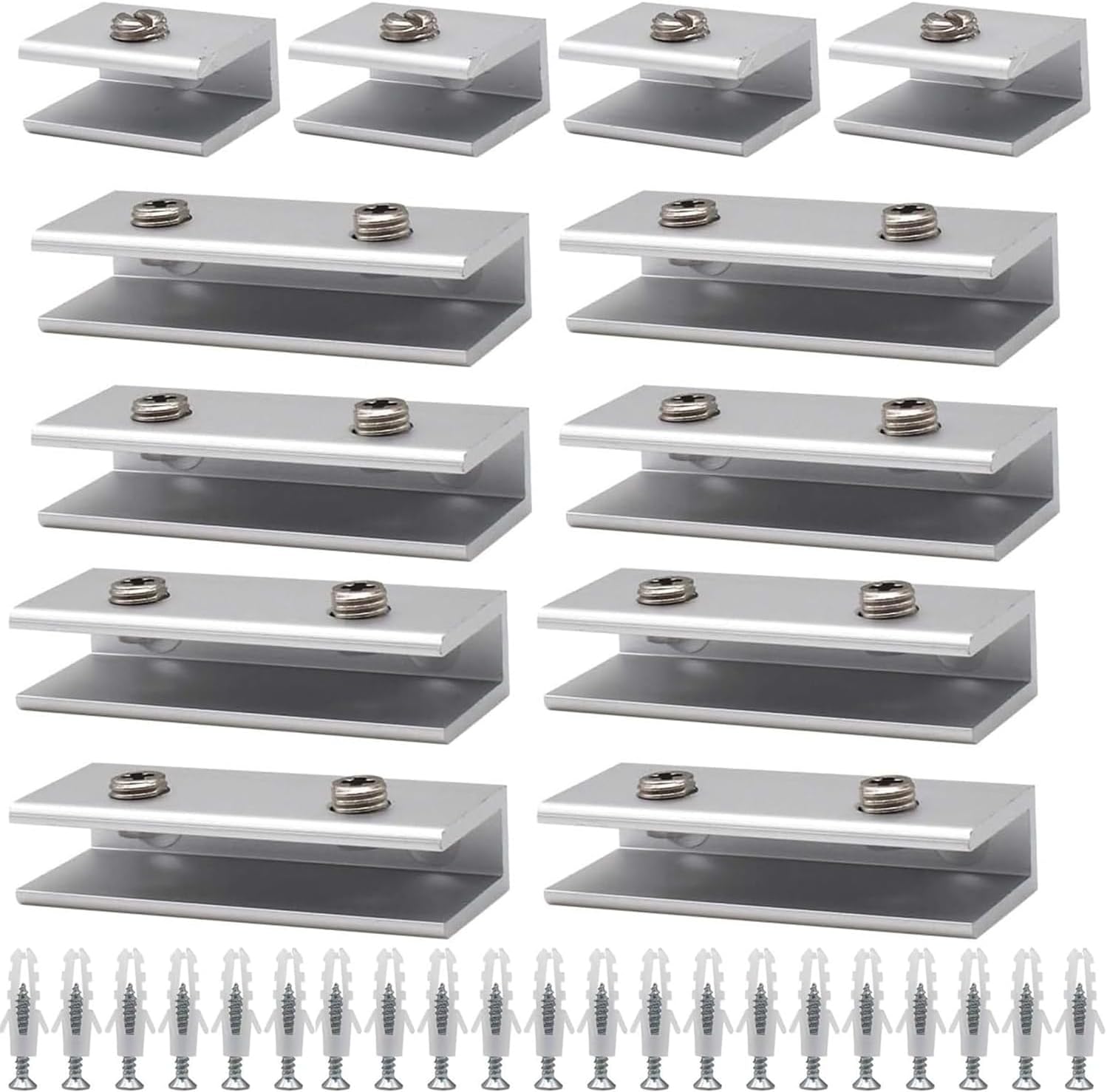 12-teiliges Glasklemmen-set, Regalträger Aus Aluminiumlegierung, Verstellbare Glasklemme 8-10 Mm, Passend Für Fenster, Balustraden, Verstellbare Treppen, Badezimmer (4 Einzel- + 8 Doppellöcher)