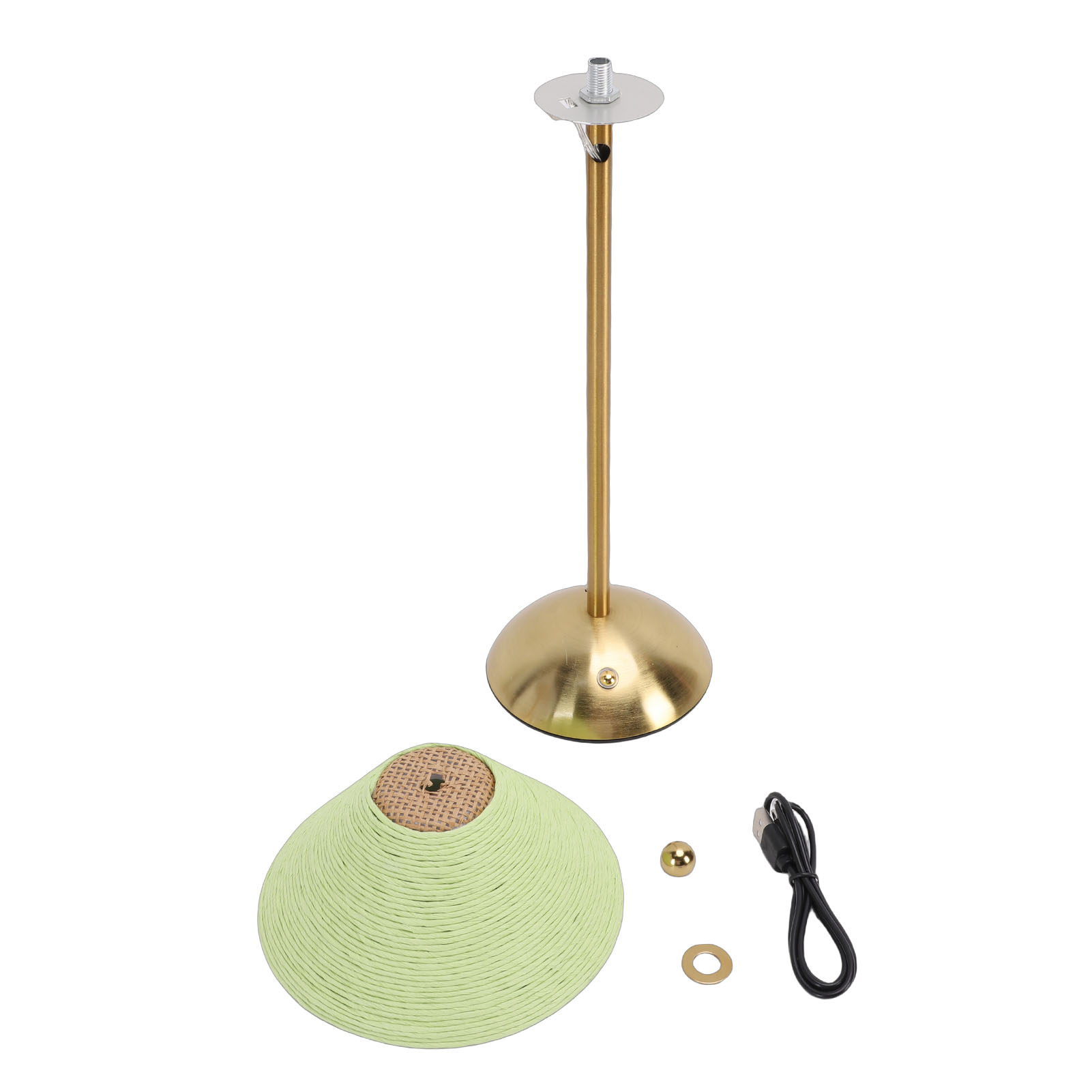 Grüne, Kabellose Nachttischlampe, 3 Farben, Handgewebter Lampenschirm Aus Papierseil, Ideal Fürs Schlafzimmer.