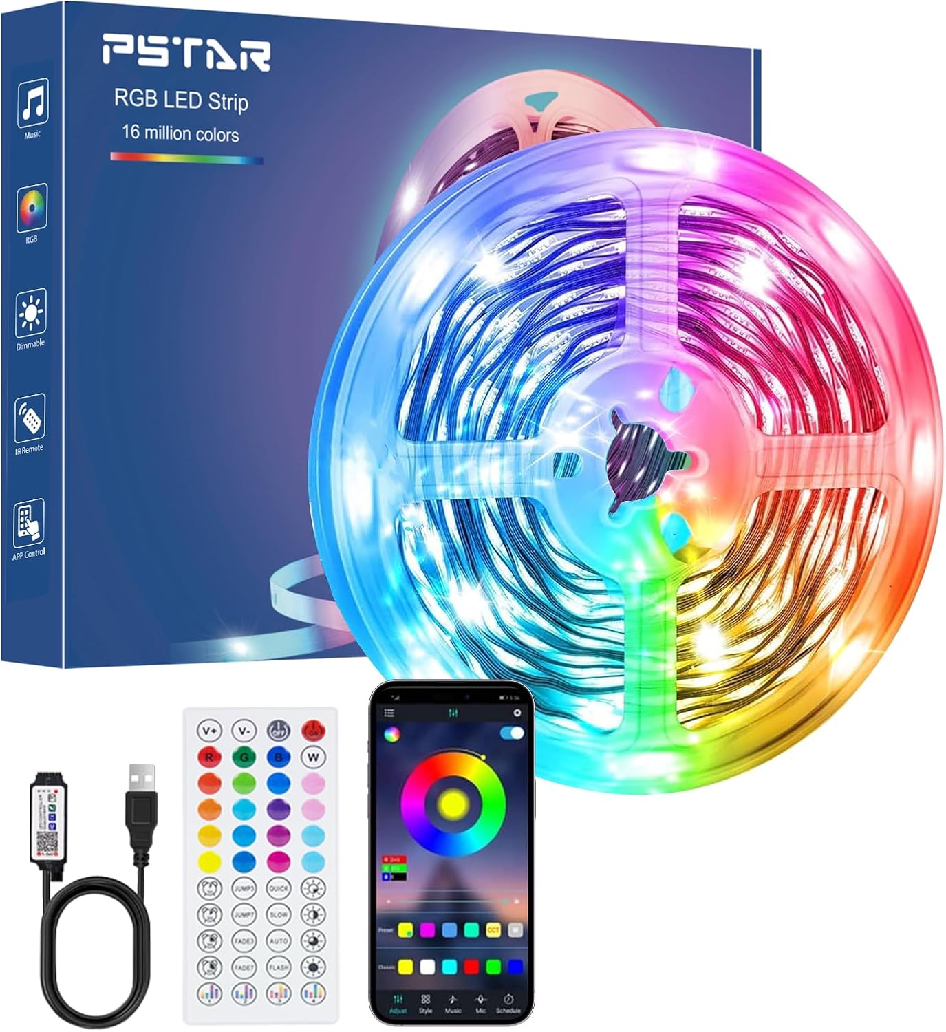 10 M Led-streifen, Flexibler Rgb-led-streifen Für Schlafzimmerdekoration, App- Und Fernbedienungssteuerung, Musiksynchronisation, Timer-modus, Led-beleuchtung Für Gaming-zimmer, Decke, Hochzeit, Party
