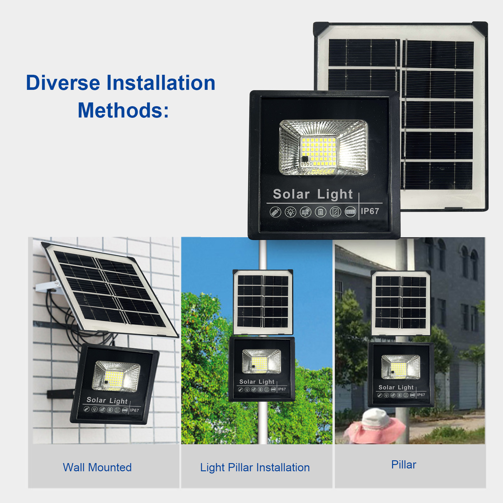 25-watt-solarstrahler Mit 44 Leds, Feinfühliger Helligkeitsregelung, 2 Beleuchtungsmodi, Einstellbarer Helligkeit, Programmierbarem Timer (3, 5 Und 8 Stunden), Eingebautem 2200-mah-hochleistungsakku.