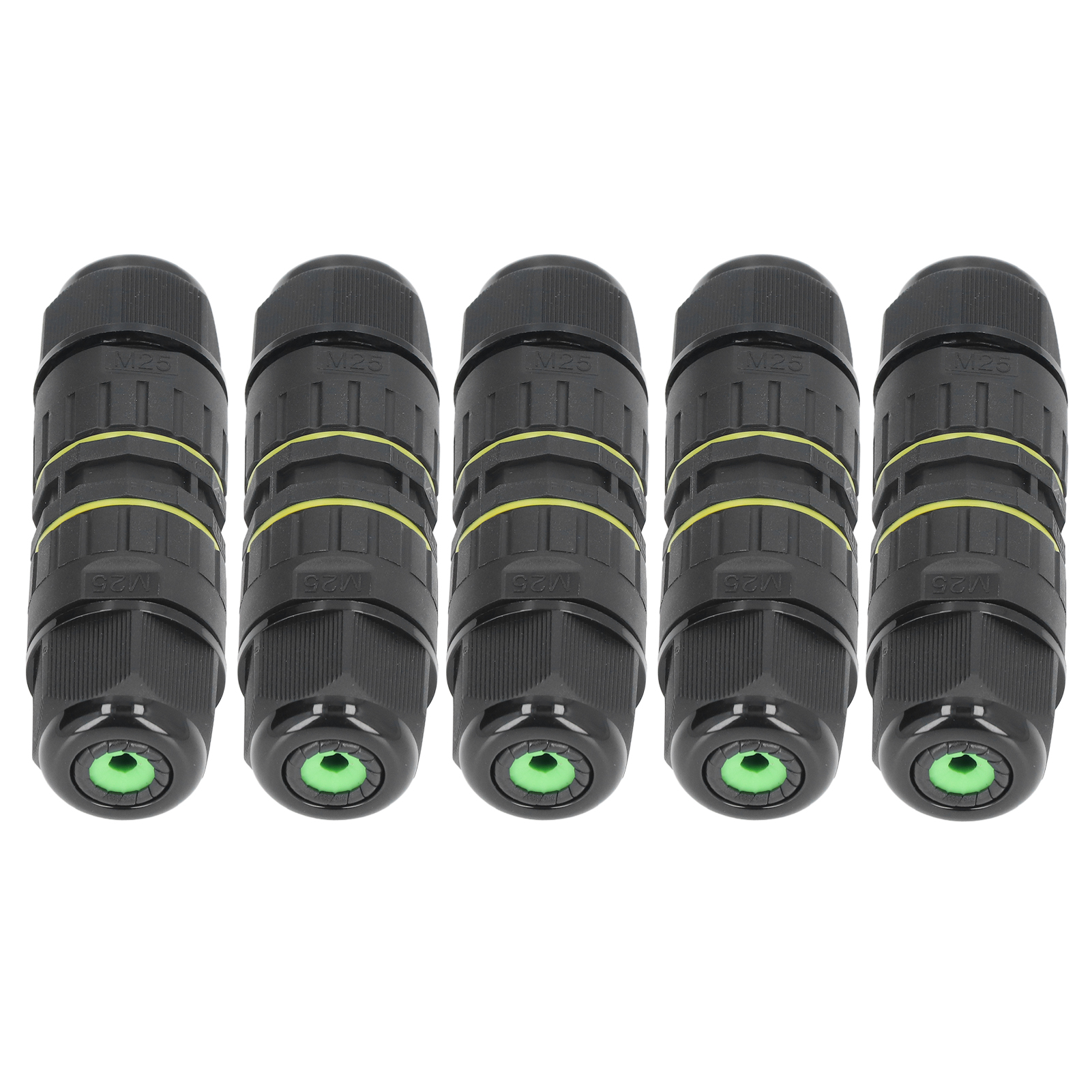 5er-set Gartenanschlussdosen Mit Led-beleuchtung, M25-anschluss, 3-polig, Wasserdicht (ip68), 9–12 Mm Durchmesser