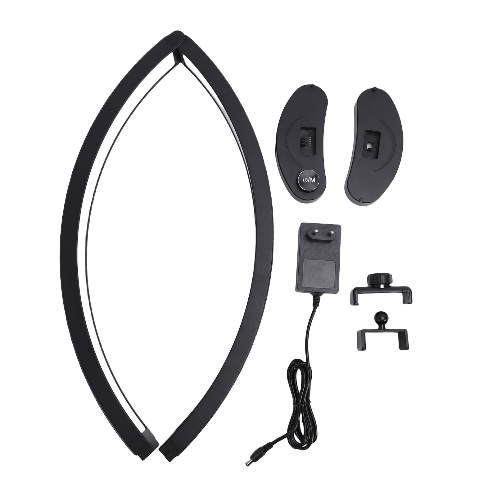 71 Cm Große, Halbmondförmige Klapptischlampe Mit Handyhalterung, Gebogene Led-manikürlampe, 3 Farbmodi, 10 Helligkeitsstufen, Schwarze Strassverzierung.