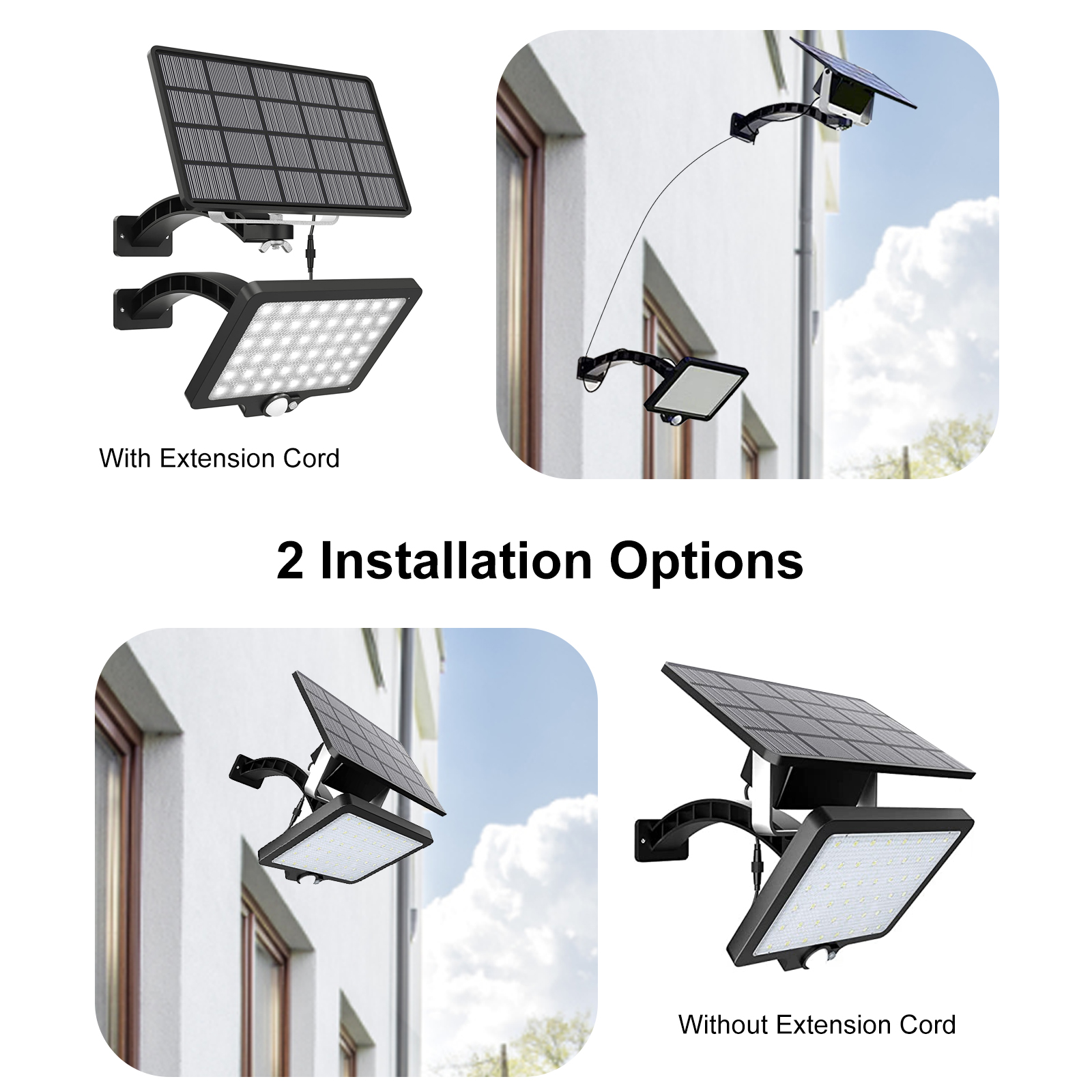 Solarbetriebene Außenwandleuchte Mit 48 Leds, Bewegungsmelder, Automatischer Dämmerungs- Und Morgengrauenaktivierung, Separatem Solarpanel Und Wasserdichtigkeit, Ideal Für Garage, Garten, Veranda, Ter