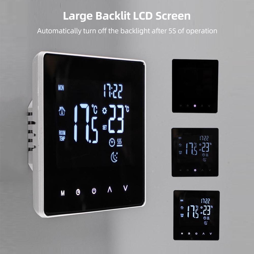 Elektrischer Heizungsthermostat 0–99 °c, 16.000 Ma, Lcd-touchscreen, Thermostatregler Für Fußbodenheizung 16 A, Elektrisches Heizkabel