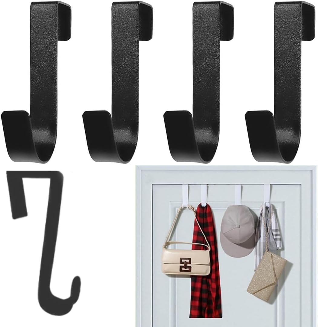 5 Türhaken, Haken Für Schränke Und Regale, Türhaken Aus Edelstahl Zum Aufhängen, Für Wohnzimmer, Badezimmer, Küche, Handtücher, Kleidung, Hüte, Mäntel (schwarz)