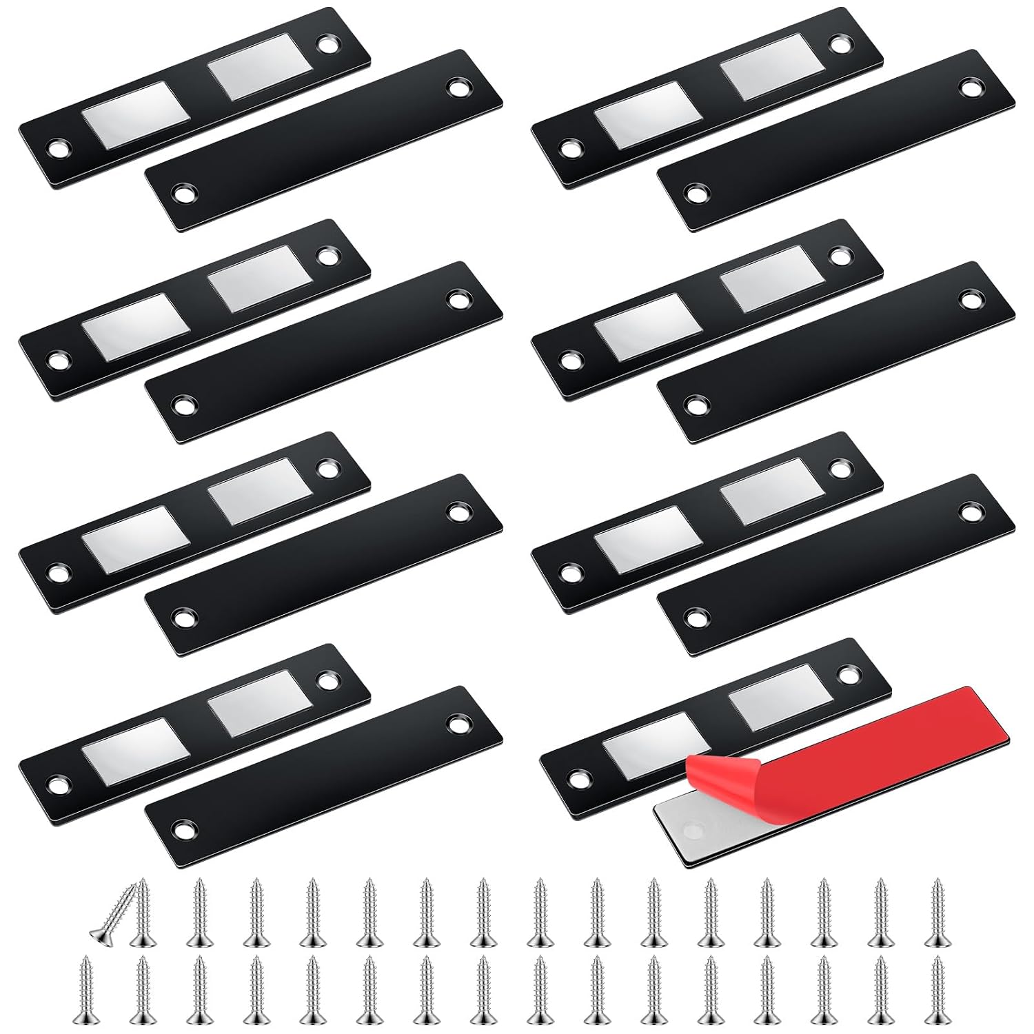 8-teiliges Set Ultradünner Magnet-schrankverschlüsse, Starke Magnete Für Küchenschranktüren, Magnetverschlüsse, Möbelschließer Für Schubladen, Kleiderschränke Und Schiebetüren, Schwarz