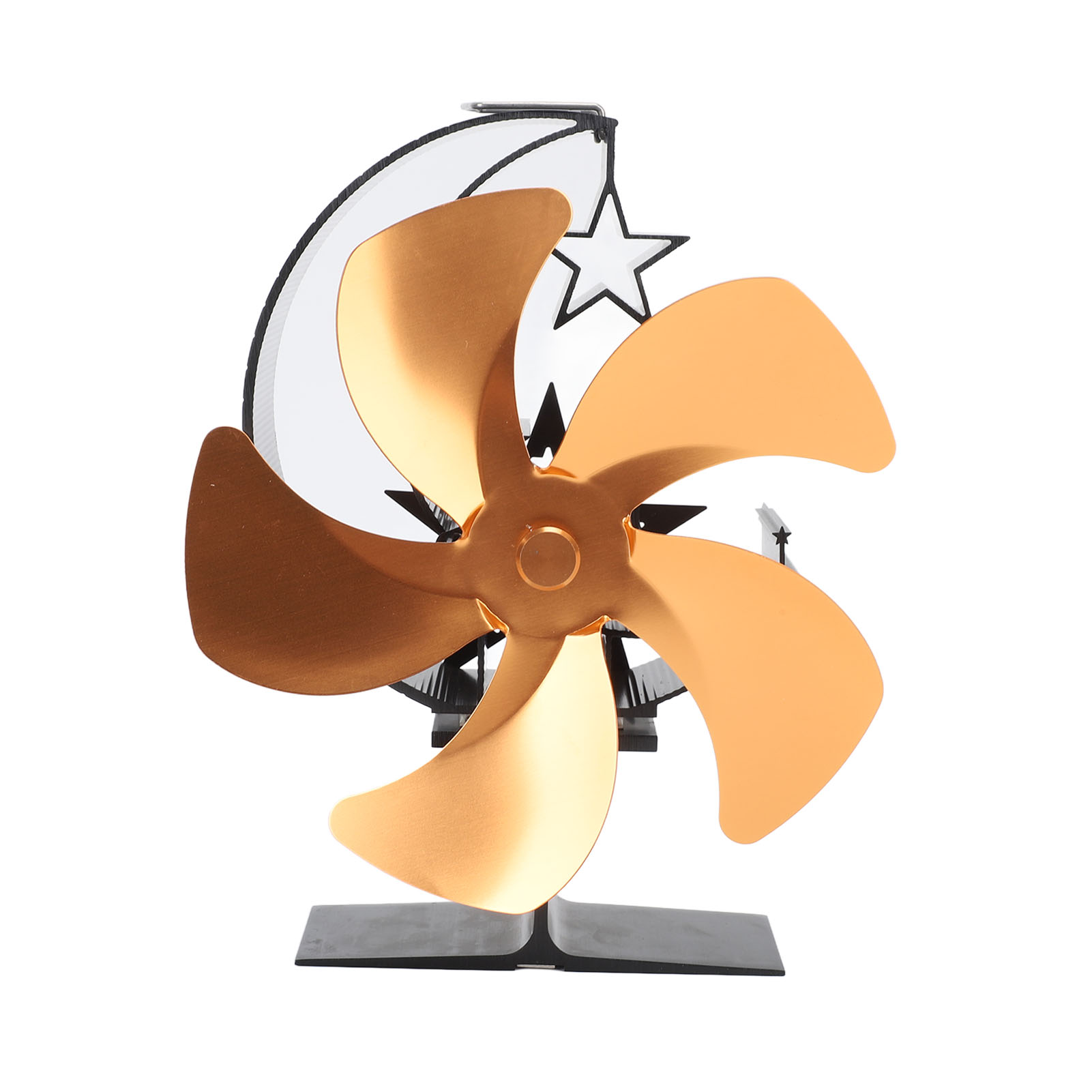 Extrem Leiser, 5-flügeliger Kaminventilator Für Holzfeuer, Ideal Zum Eisangeln Und Campen. Er Wird Durch Wärme Betrieben Und Sorgt So Für Optimale Luftzirkulation Und Energieeinsparung. Farbe: Gold.