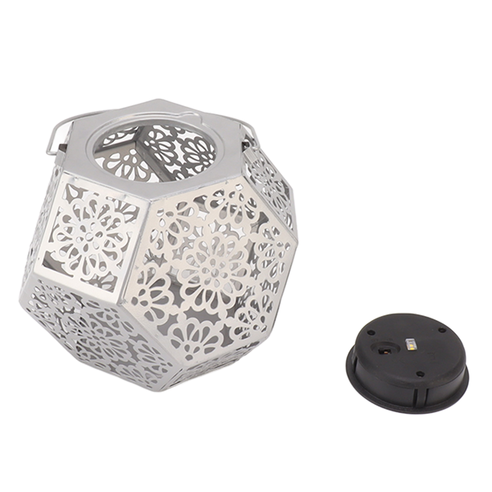 Ip44 Wasserdichte Led-solarlaterne, Silberfarben, Polygonal, Dekorativ, Zum Aufhängen Im Garten.