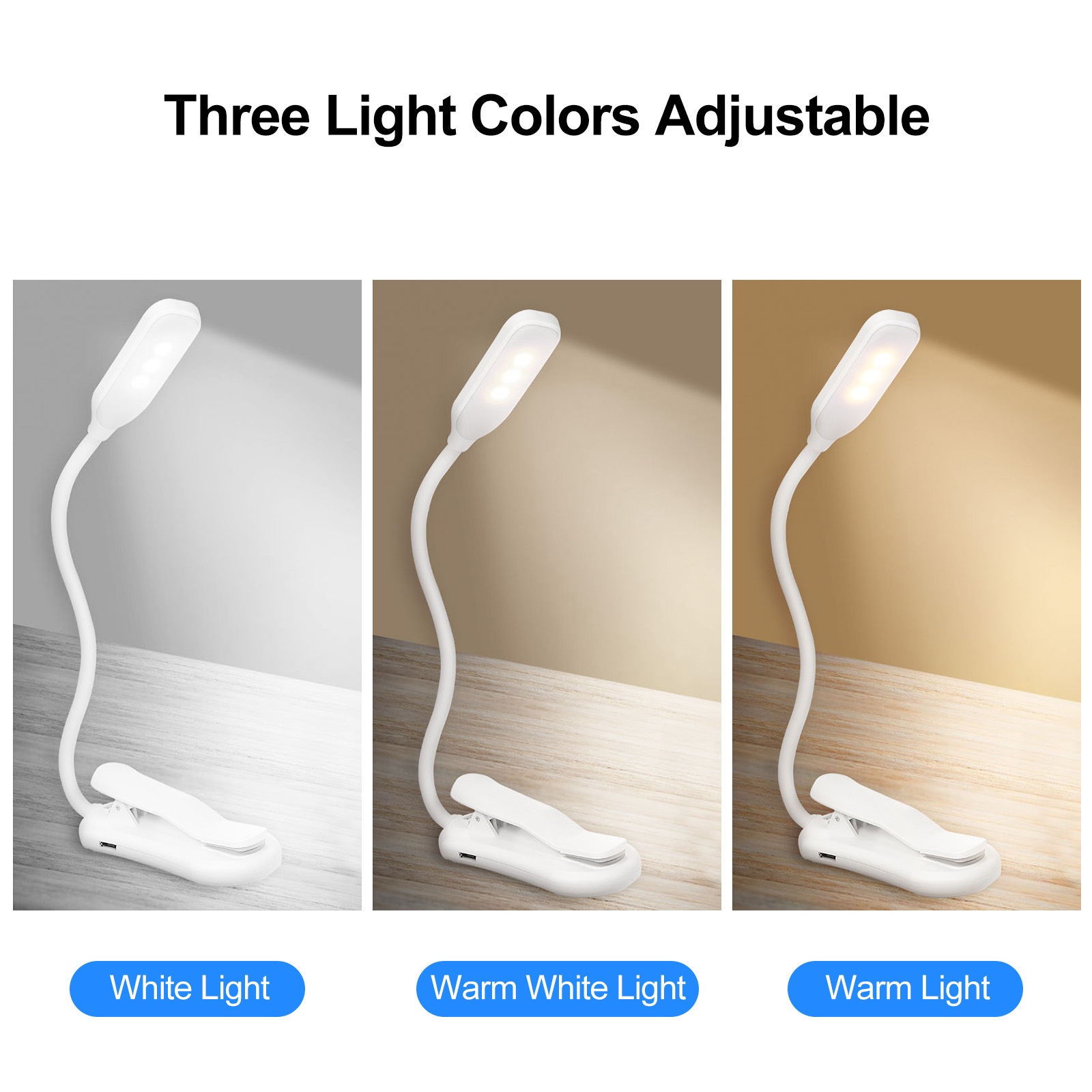 Tragbare, Aufsteckbare Leselampe, 360° Flexibel, Usb-aufladbar, Mit Augenschutz Und Led-beleuchtung Zum Lesen Im Bett Oder Bei Der Arbeit.