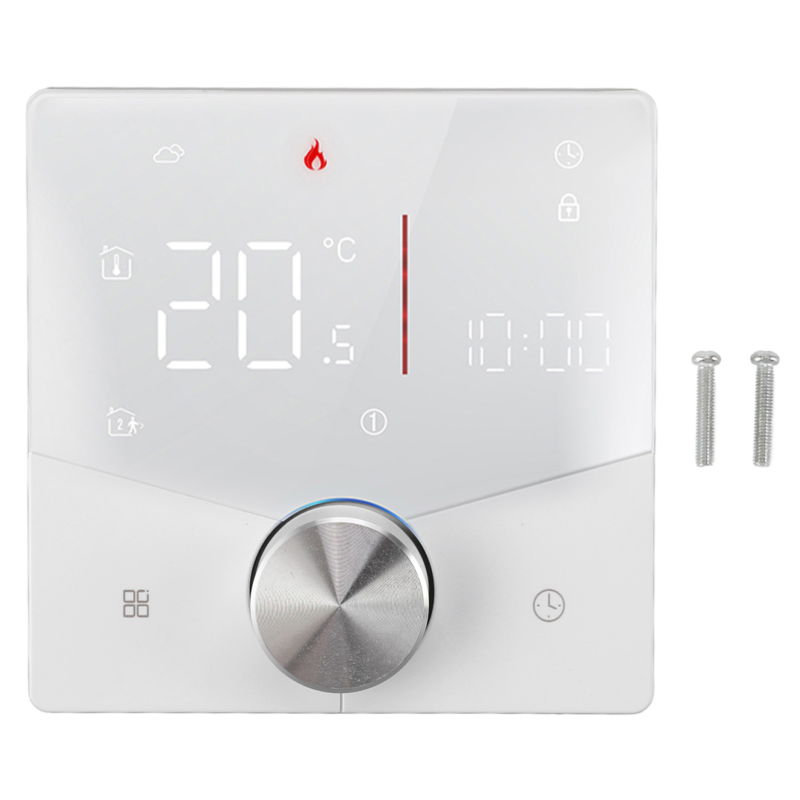 Weißes Wlan-smart-thermostat Für Die Tuya-app, Bedienknopf, Feuerhemmende Hintergrundbeleuchtung, Ac 95–240 V Für Gasheizkessel