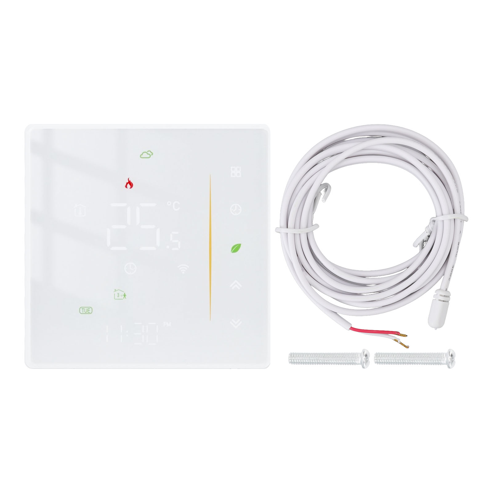Programmierbarer Smart-home-thermostat Mit App- Und Sprachsteuerung Für Elektrische Fußbodenheizung, Zigbee-kompatibler Temperaturregler, Ac 95–240 V, Weiß