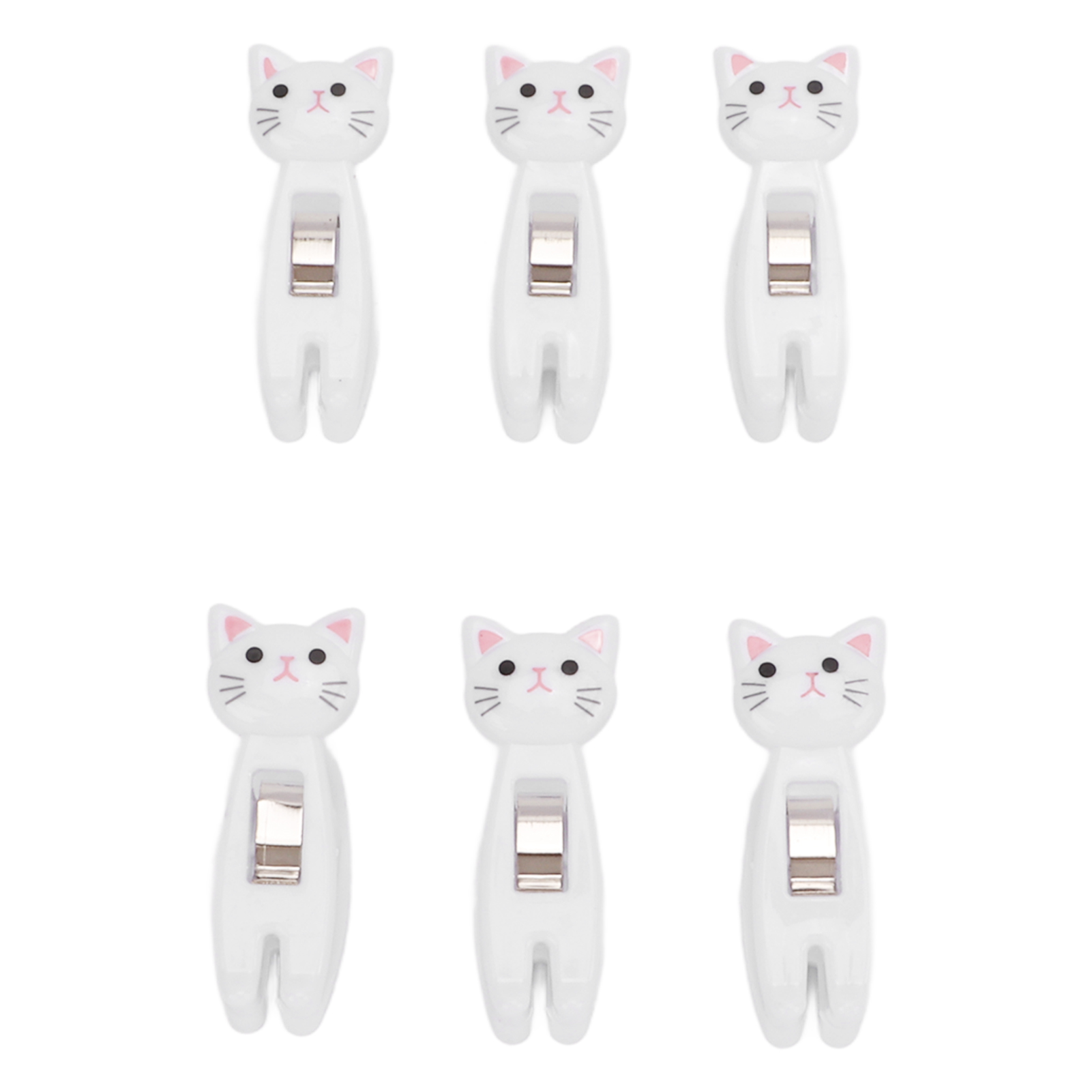 Set Mit 6 Leckerli-clips Für Katzen, Mit Rutschfesten Griffen Und Metallfeder Für Festen Halt, Ideal Für Taschen, Kleidung Und Dokumente (weiß).