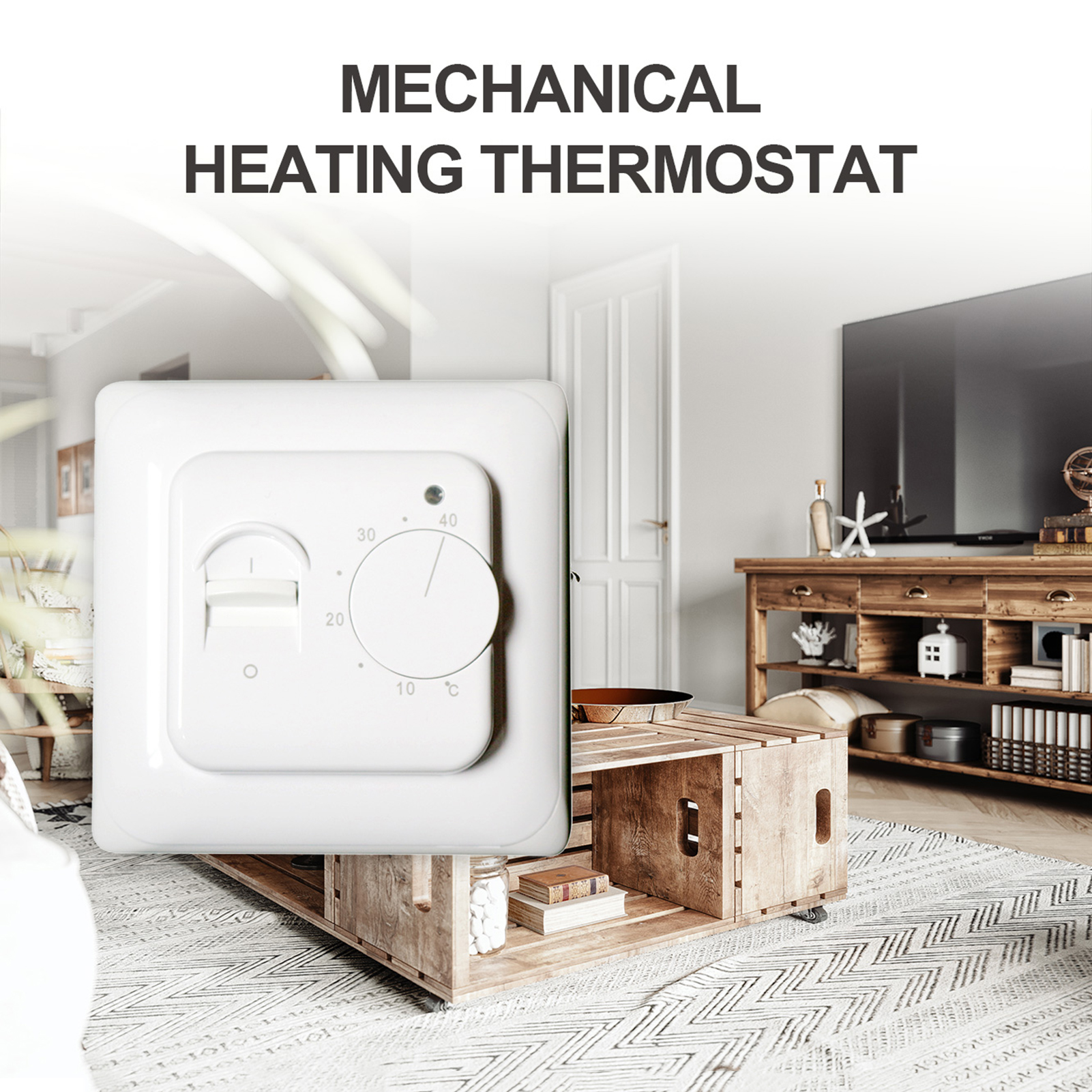 Nicht Programmierbarer Mechanischer 230-v-thermostat, Manueller Thermostat Für Fußbodenheizung Mit Externer Sensoranzeige, 5–40 °c, 3 A