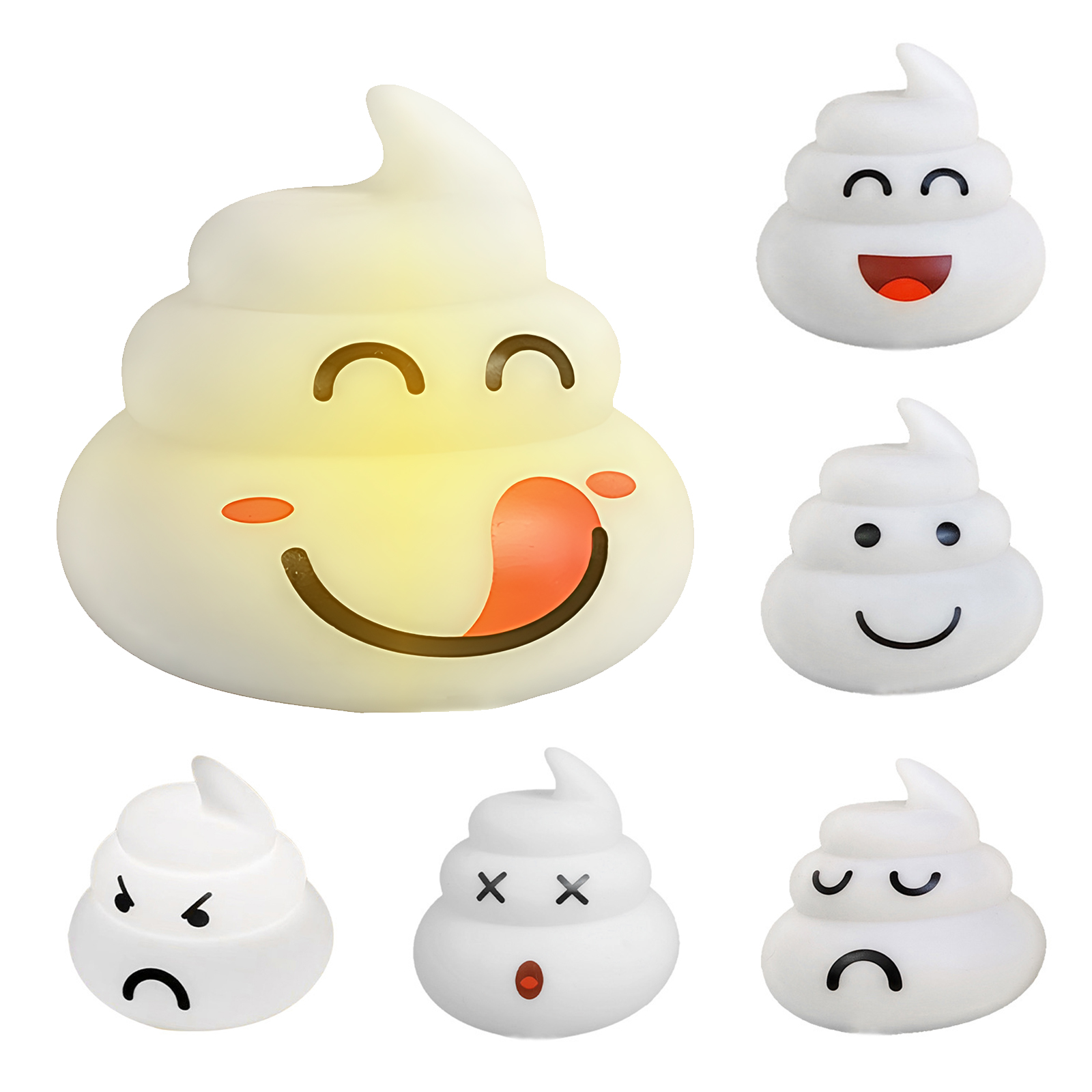 Kackhaufenförmiges Led-nachtlicht Mit Touch-funktion (3er-pack) – Stimmungsaufhellendes Licht Für Kinder Und Babys – 3 Helligkeitsstufen – Kabellos – Tragbar – Wiederaufladbar – Weiches Silikon – Warm