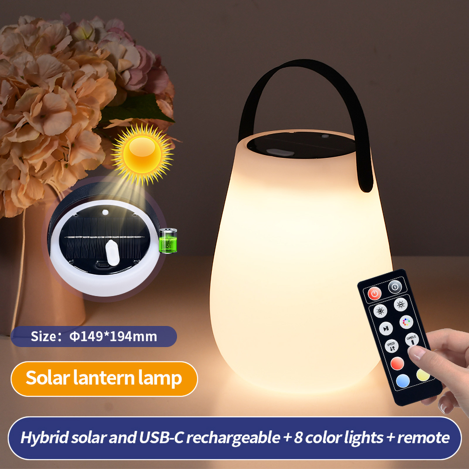 Solarbetriebene Campinglaterne Mit Fernbedienung, Wasserdicht, Usb-aufladbar, Tragbare Tischlampe Für Den Außenbereich, Ideal Zum Wandern, Für Den Garten Oder Die Terrasse. Perfekt Zum Wandern, Für De
