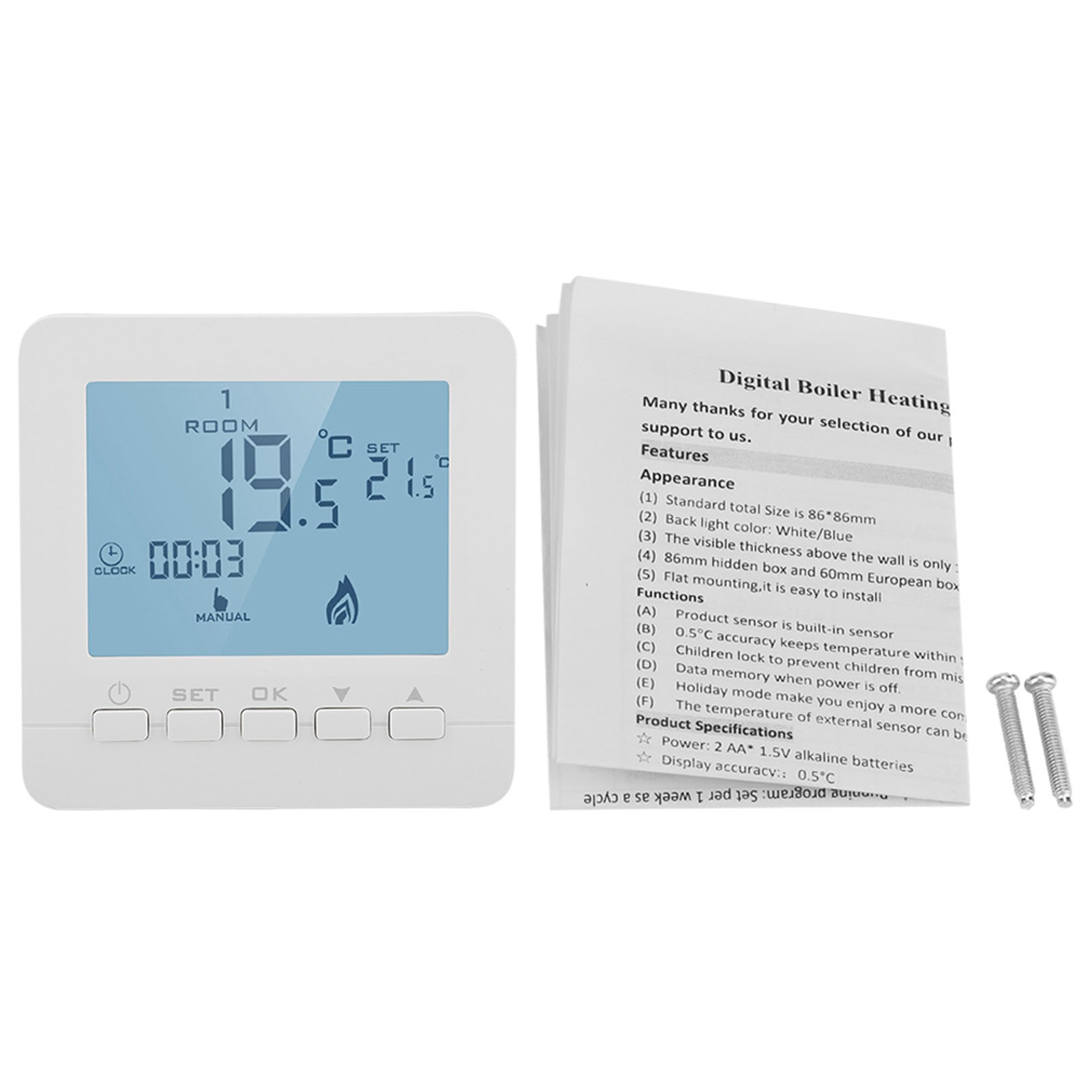 Programmierbarer Thermostat Mit Digitaler Lcd-anzeige, Intelligenter 5-a-temperaturregler