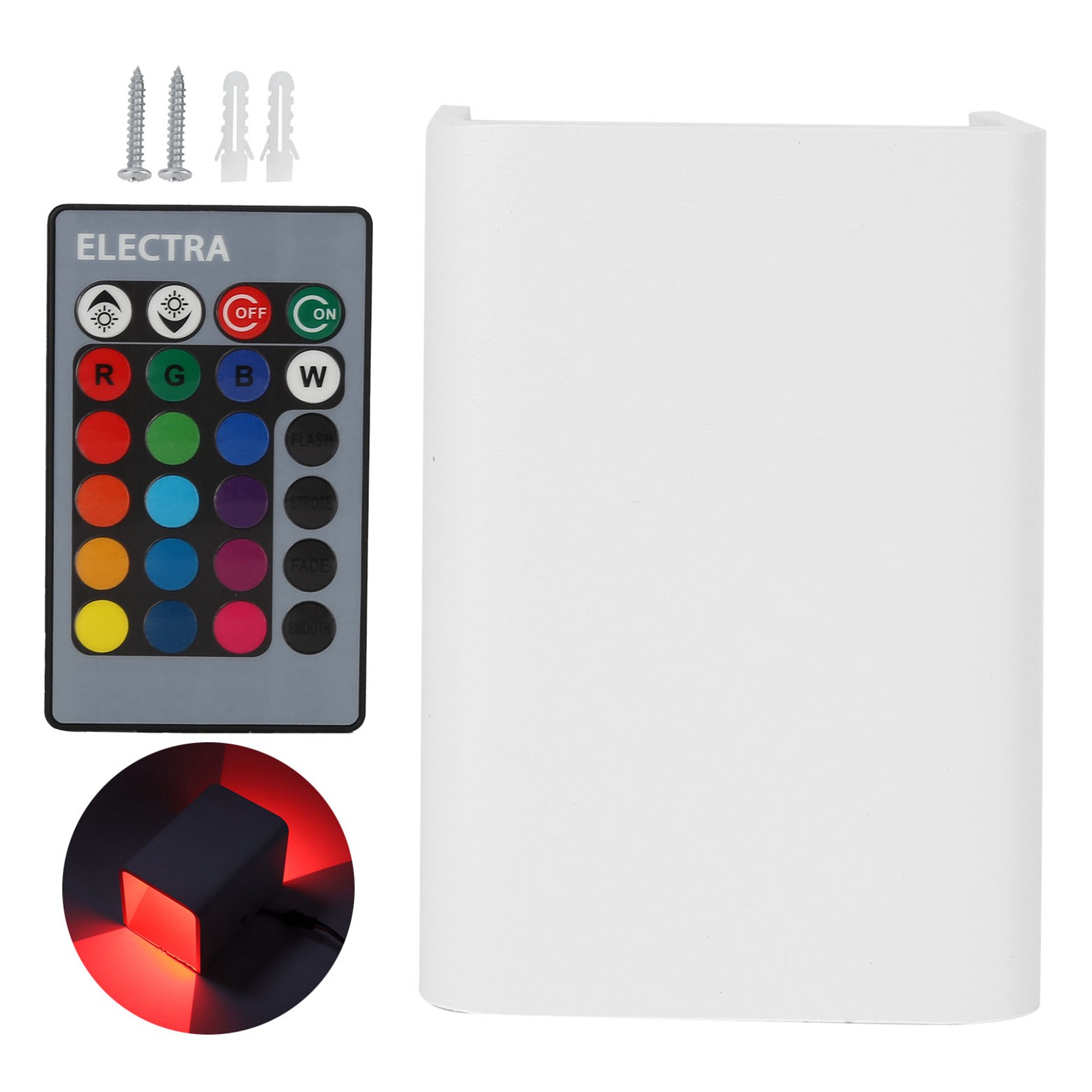 5w Rgbw Led-wandleuchte Mit Fernbedienung, Aus Weißem Aluminium, Ideal Für Schlafzimmer, Flur Oder Treppenhaus.