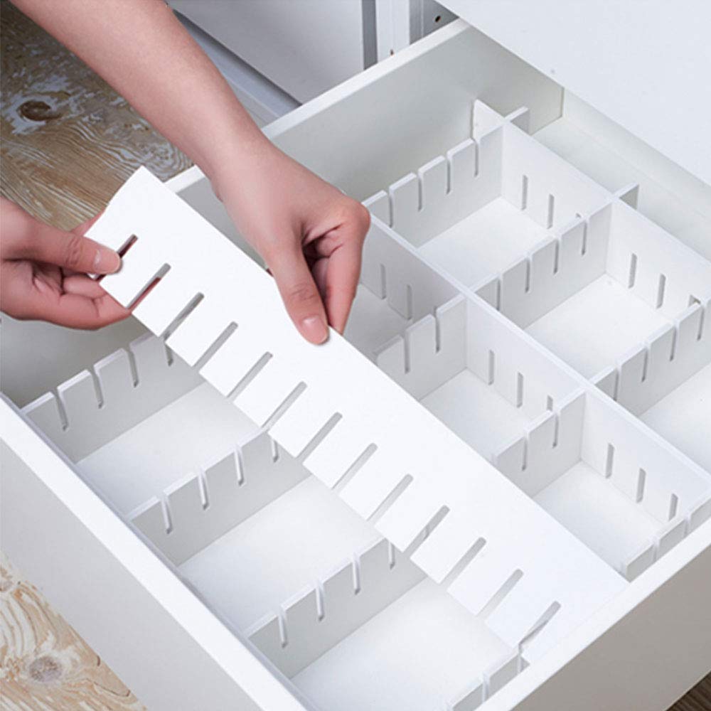 10 Schubladeneinteiler, 37 X 7 Cm, Dick, Pvc, Selbstverstellbarer Schubladenorganizer, Modularer Organizer Für Kleidung, Schlafzimmer, Badezimmer, Küche, Büro, Aufbewahrung, Weiß