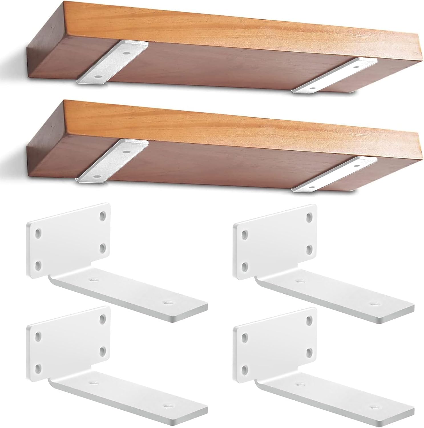 4er-set Weiße Wandregalhalterungen, Stabile Metallhalterungen Für Offene Diy-regale 15 Cm