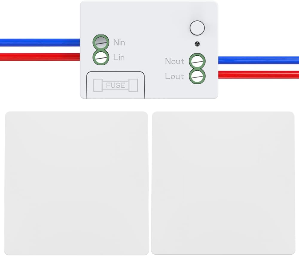 Rf433 Funkschalter-set, Funklichtschalter, Batterielose Kinetische Funkschalter, Fernbedienung Mit Drucktasten (1-fach, 2 V, 1 V, Weiß)
