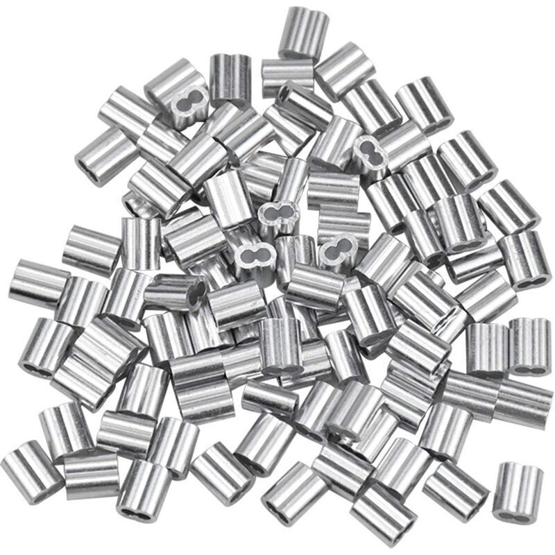 100 Stück Aluminium-Aderendhülsen, Drahtseil-Aluminium-Aderendhülsen, Aluminium-Crimp-Anschluss mit Doppel-Aderendhülsen für Drahtseile,