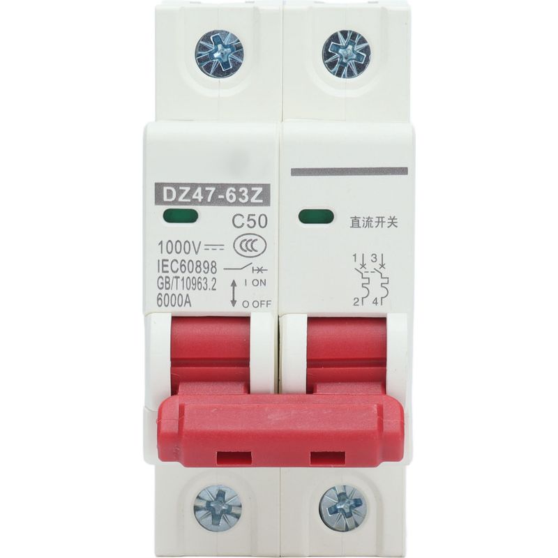 Miniatur-gleichstrom-2-poliger-leistungsschalter Für Solar-pv-anlagen, Din-schienenmontage, 1000 V, 50 A, Dz4763z C50