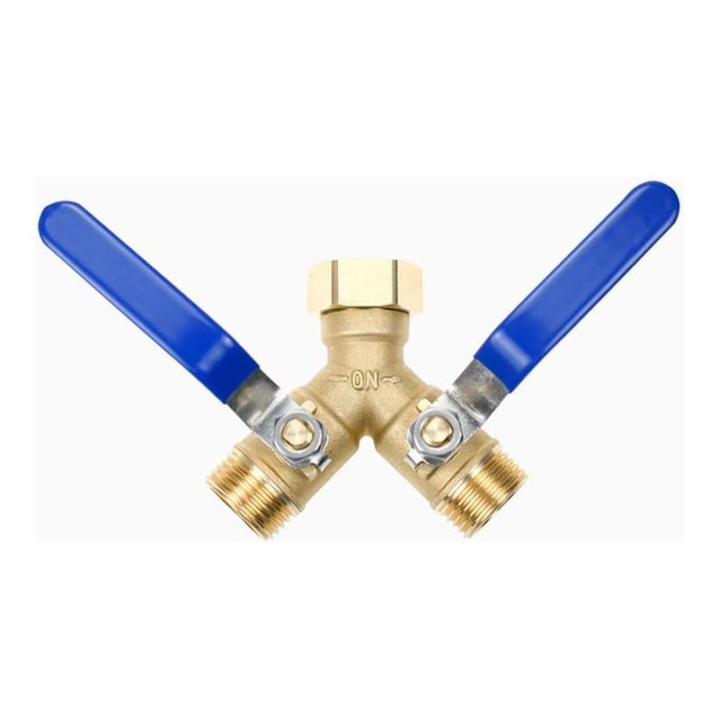 Y-verteiler Aus Messing, 2-fach – 3/4"-wasseranschluss – 2 Separate Absperrventile – Griff Aus Edelstahl 304 – Anschluss Für 2 Geräte