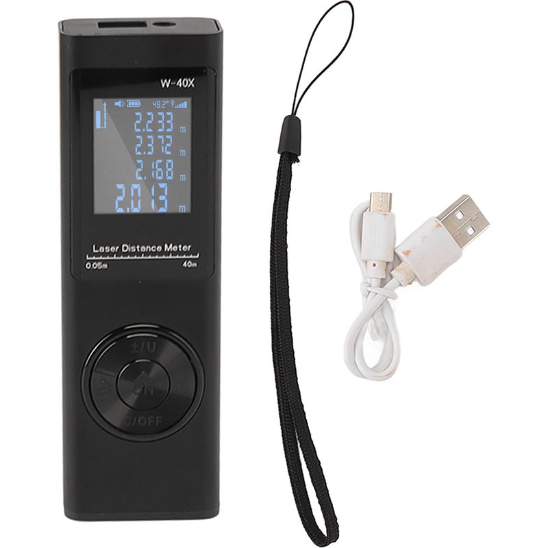 40-m-laser-entfernungsmesser, Tragbares Digitales Lasermessgerät Zur Berechnung Von Entfernung, Fläche Und Volumen / Ip54 / Lcd-hintergrundbeleuchtung / Wiederaufladbar
