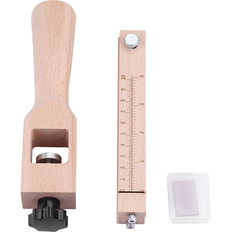 Verstellbares, Handliches Lederschneidwerkzeug Mit Holzgriff Und 3 Klingen