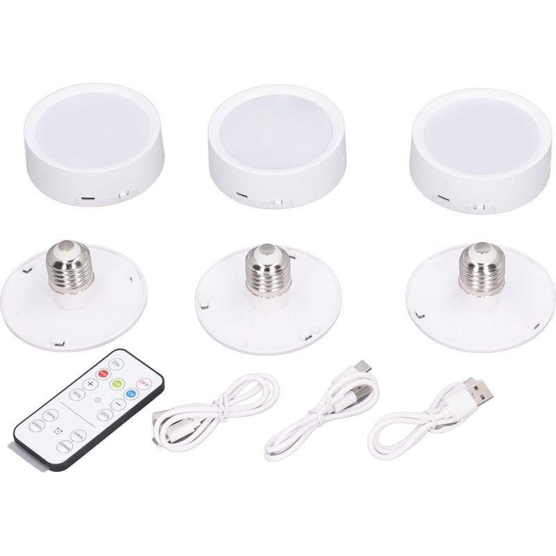 Led-strahler, 3 Stück, 4 Farben, Dimmbar, Batteriebetrieben, Druckknopfbeleuchtung Mit Fernbedienung, E26-fassung